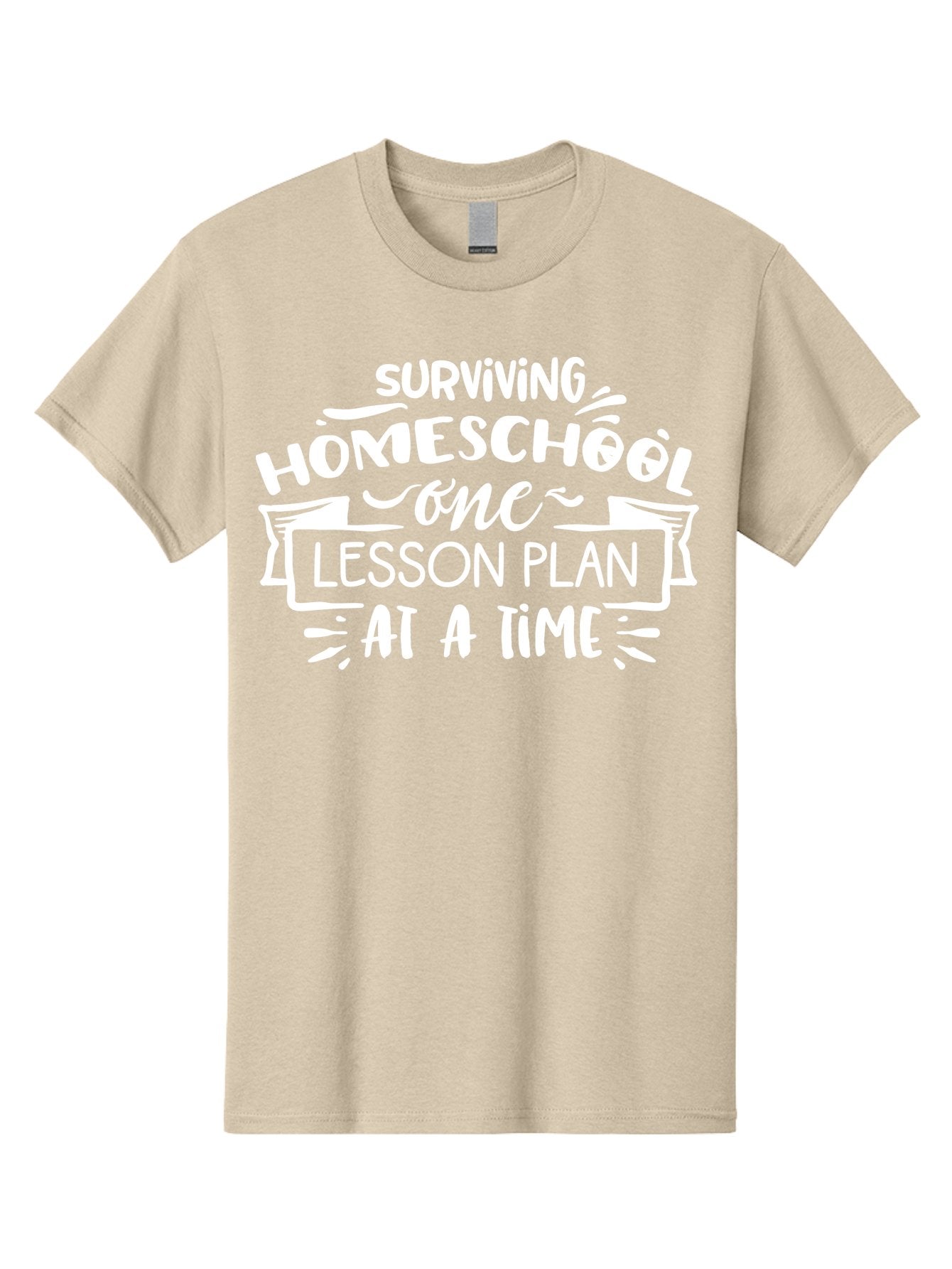 Surviving-Homeschool-7 Men'S Graphic Tee, 100% Cotton, Comfortable Casual Summer Wear, Machine Washable, Homeschool Survival, Homeschooling, Lesson Planning, Education, Teaching, Parenting, Humorous Quote, Inspirational Quote, Teaching Tip Aab438 15