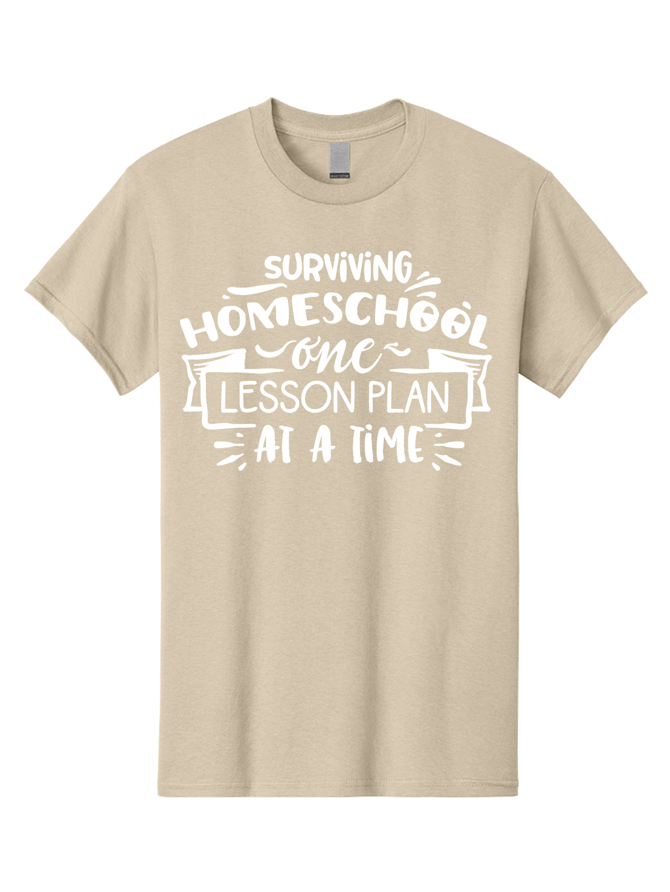 Surviving-Homeschool-7 Men'S Graphic Tee, 100% Cotton, Comfortable Casual Summer Wear, Machine Washable, Homeschool Survival, Homeschooling, Lesson Planning, Education, Teaching, Parenting, Humorous Quote, Inspirational Quote, Teaching Tip Aab438