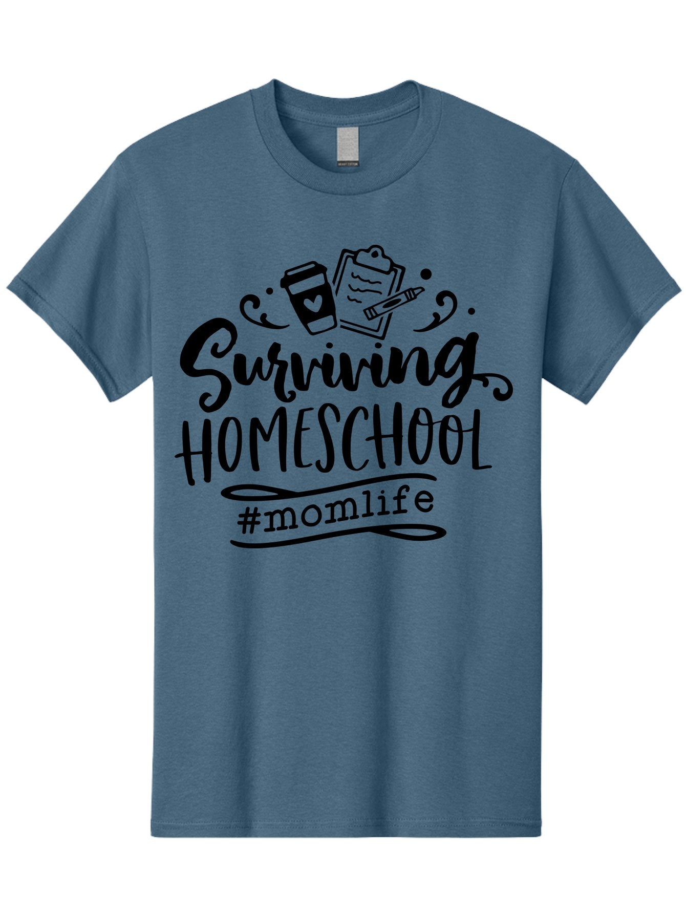 Surviving-Homeschool Men'S Graphic Tee, 100% Cotton, Comfortable Casual Summer Wear, Machine Washable, Homeschooling, Mom Life, Parenting, Education, Coffee Culture, Momlife, Modern Parenting, Family Life, Homeschool Mom Aab441