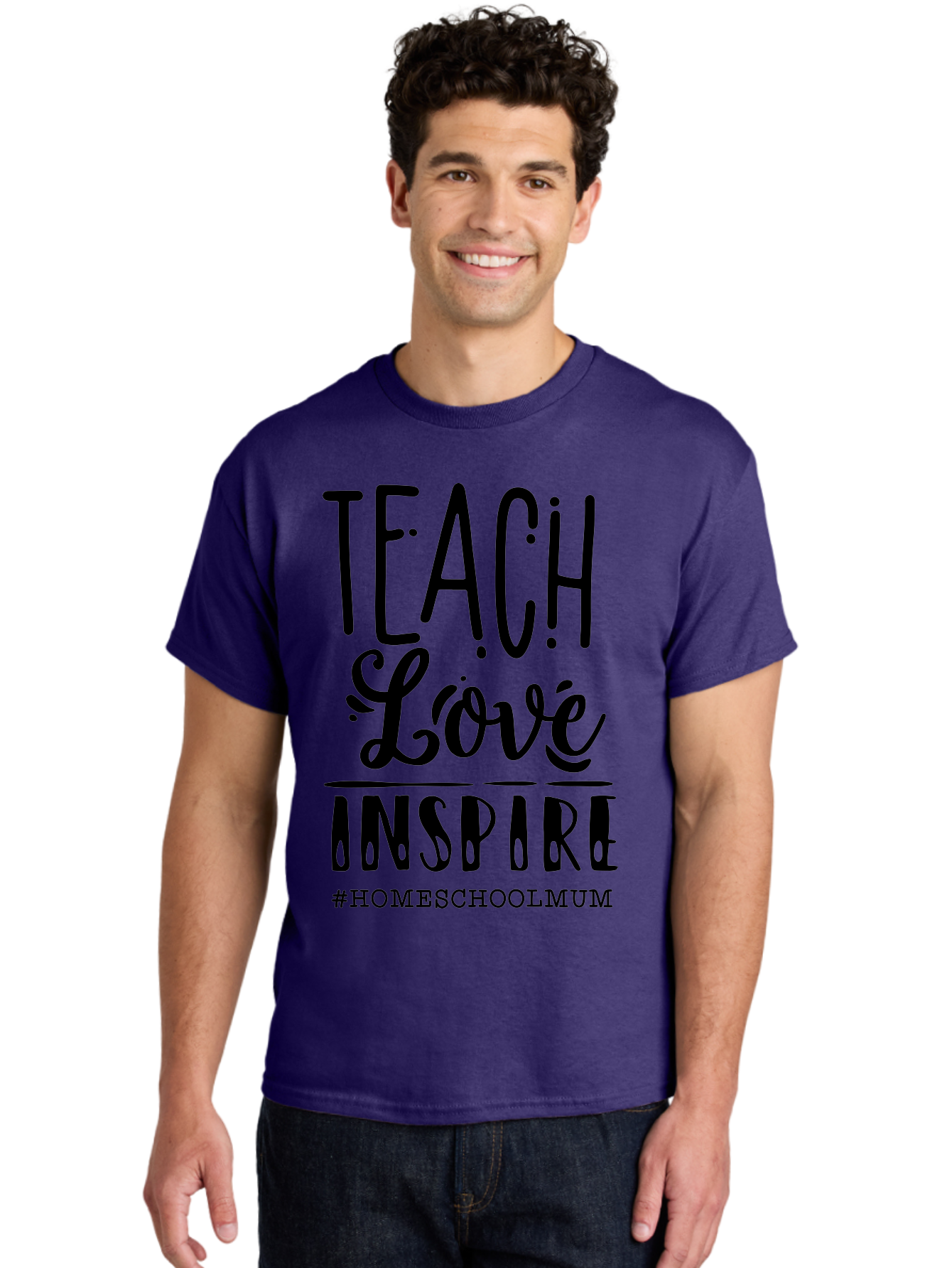 Teach-Love-Inspire-1 Men'S Graphic Tee, 100% Cotton, Comfortable Casual Summer Wear, Machine Washable, Homeschooling Inspiration, Teaching With Love, Parenting Motivation, Inspirational Quotes, Homeschool Mum, Teaching Philosophy, Aab442 16