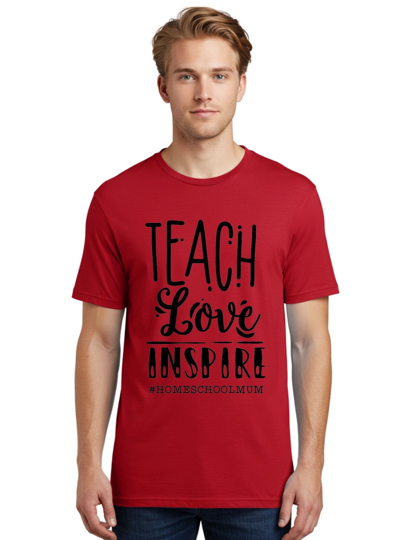 Teach-Love-Inspire-1 Men'S Graphic Tee, 100% Cotton, Comfortable Casual Summer Wear, Machine Washable, Homeschooling Inspiration, Teaching With Love, Parenting Motivation, Inspirational Quotes, Homeschool Mum, Teaching Philosophy, Aab442 28