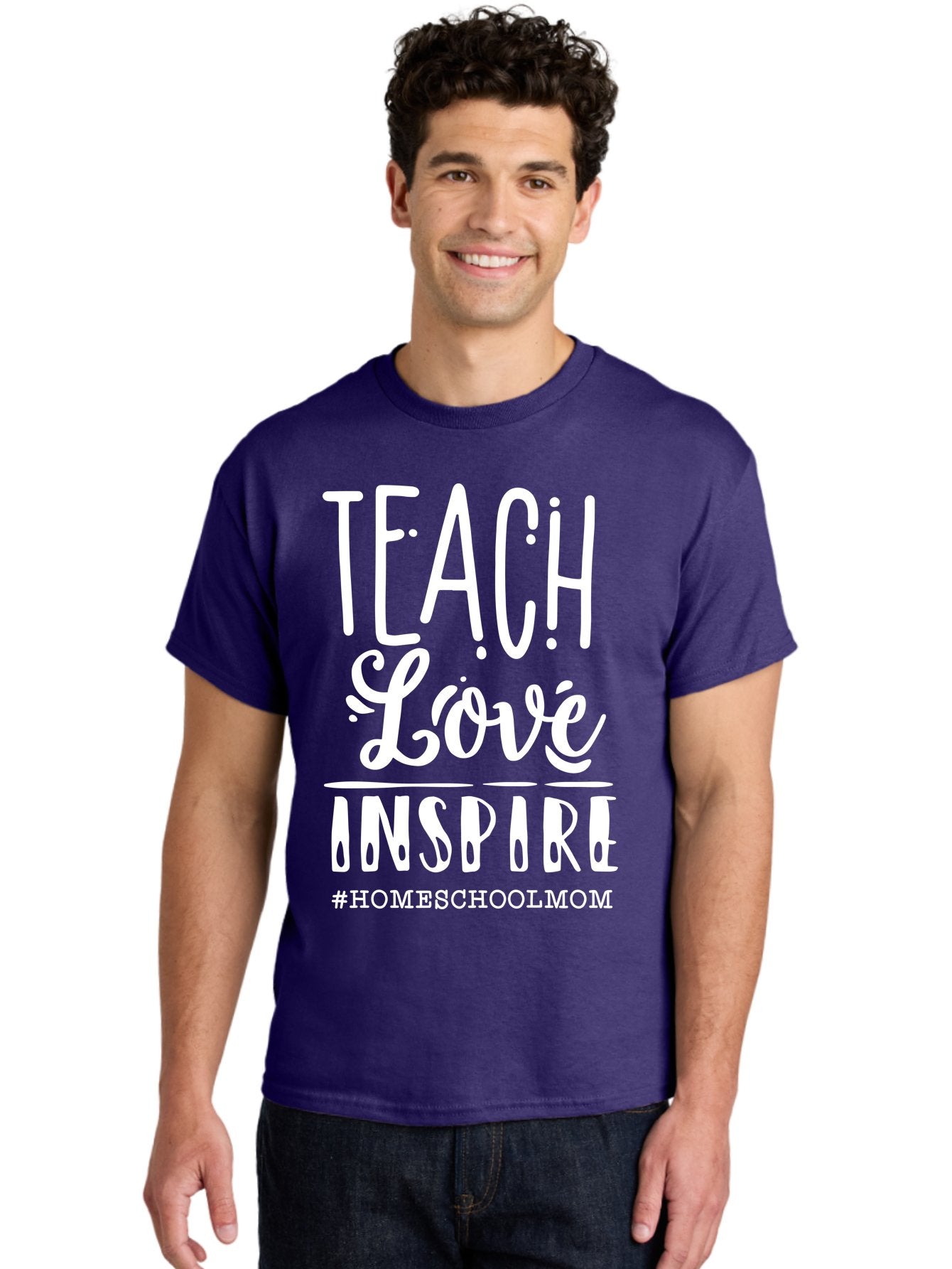 Teach-Love-Inspire-2 Men'S Graphic Tee, 100% Cotton, Comfortable Casual Summer Wear, Machine Washable, Homeschool Mom, Inspirational Quote, Teaching With Love, Homeschooling Inspiration, Motivational Phrase, Teaching Inspiration, Aab443 20