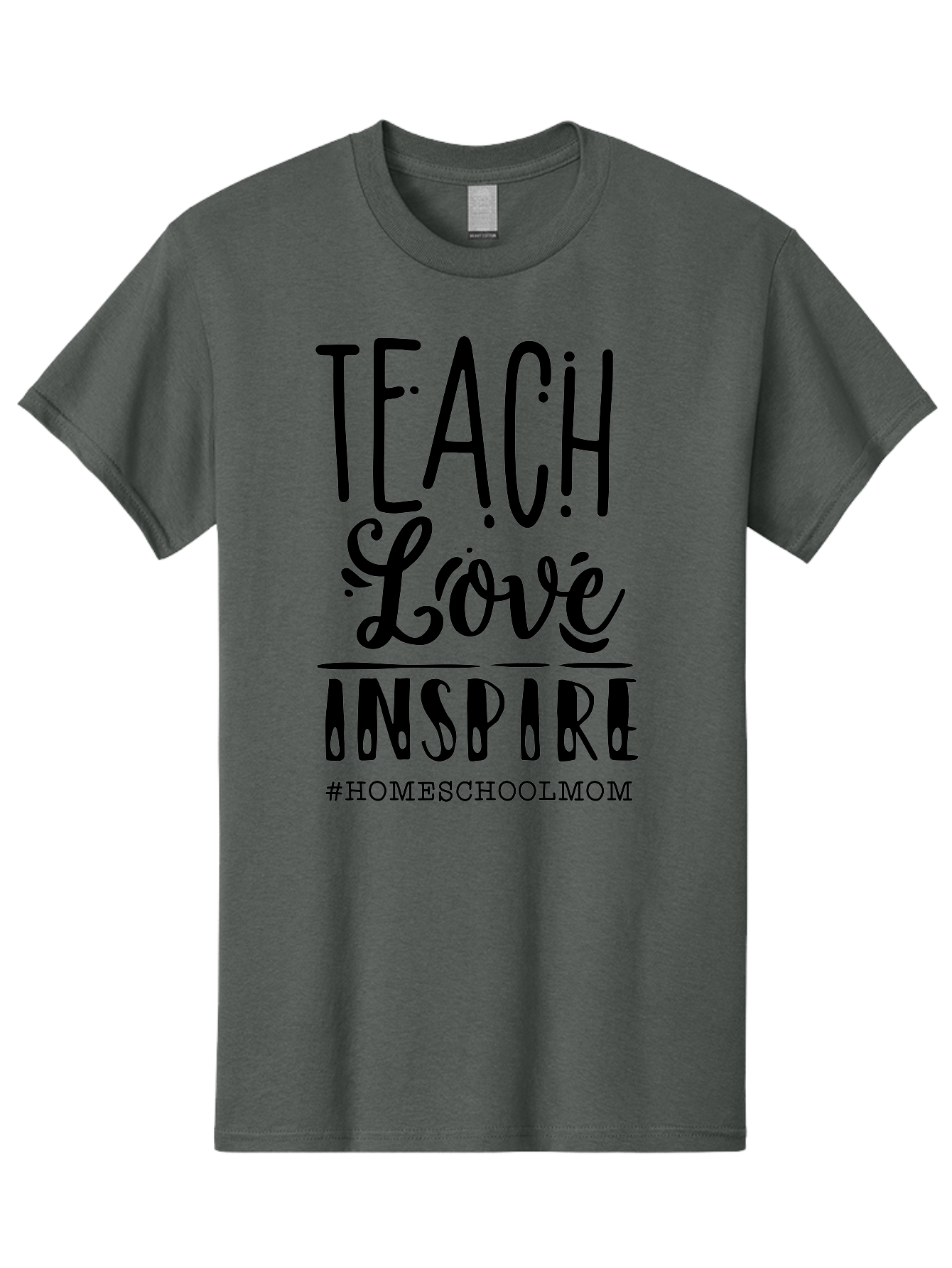 Teach-Love-Inspire-Homeschoolmom Men'S Graphic Tee, 100% Cotton, Comfortable Casual Summer Wear, Machine Washable, Homeschool Mom, Teach Love Inspire, Homeschooling, Inspirational Quote, Motivational Phrase, Teaching With Love Aab444