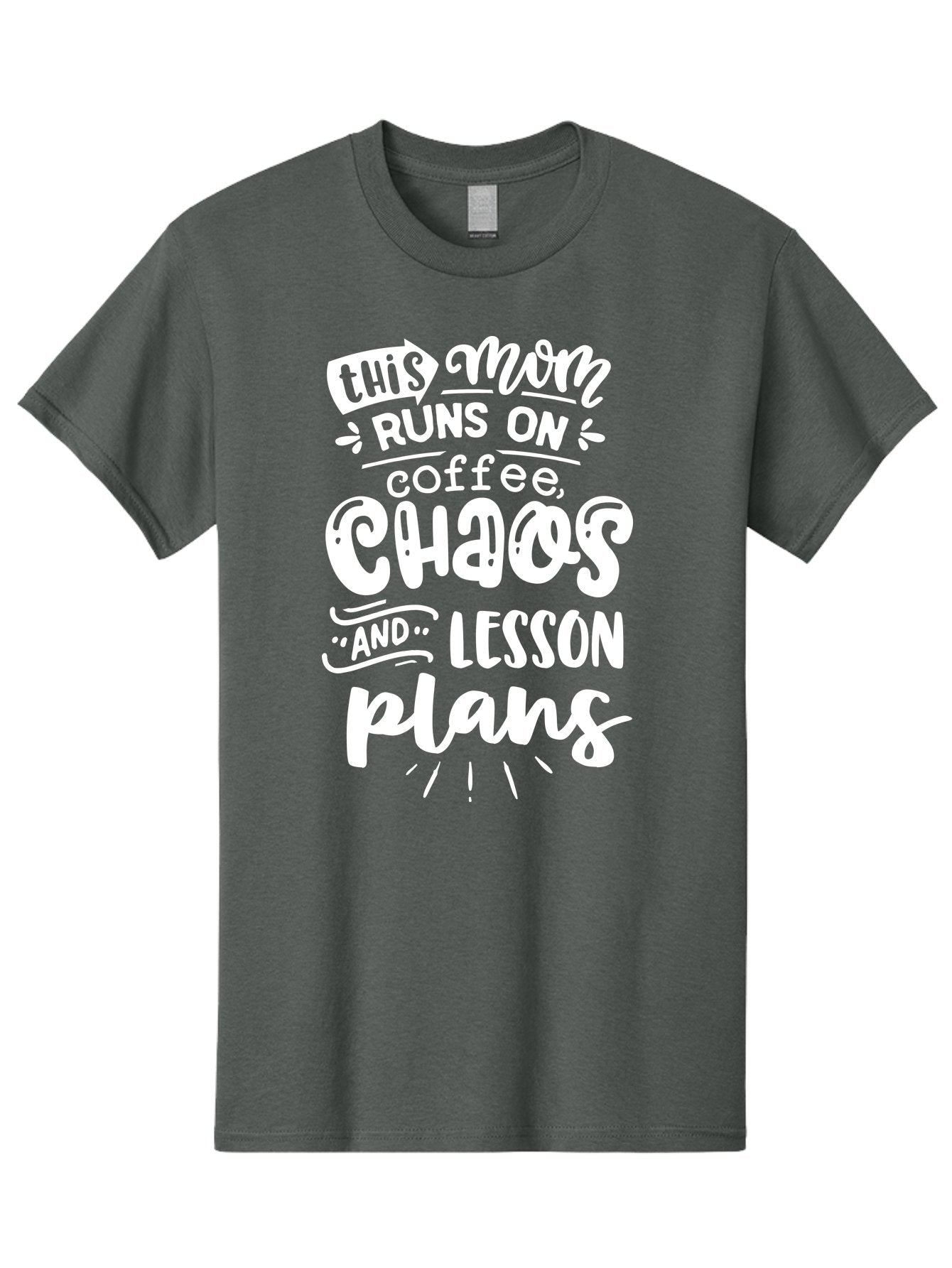This-Mom-Runs-On-Coffee-Chaos-And-Lesson-Plans Men'S Graphic Tee, 100% Cotton, Comfortable Casual Summer Wear, Machine Washable, Funny Mom Quote, Mom Life, Coffee Humor, Teacher Mom, Chaotic Parenting, Lesson Plans, Mom Humor, Humorous Quote, Aab450 12