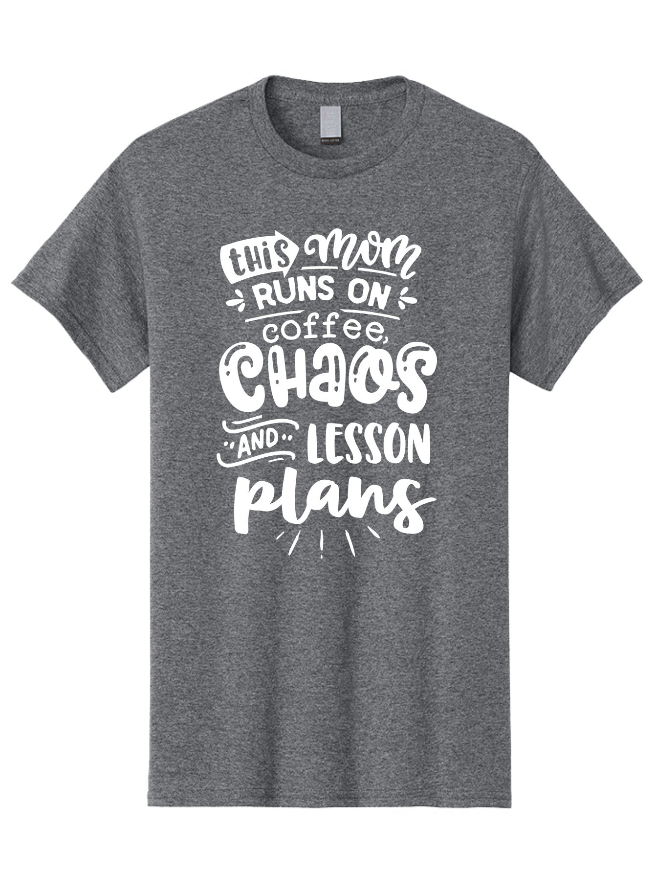 This-Mom-Runs-On-Coffee-Chaos-And-Lesson-Plans Men'S Graphic Tee, 100% Cotton, Comfortable Casual Summer Wear, Machine Washable, Funny Mom Quote, Mom Life, Coffee Humor, Teacher Mom, Chaotic Parenting, Lesson Plans, Mom Humor, Humorous Quote, Aab450 14