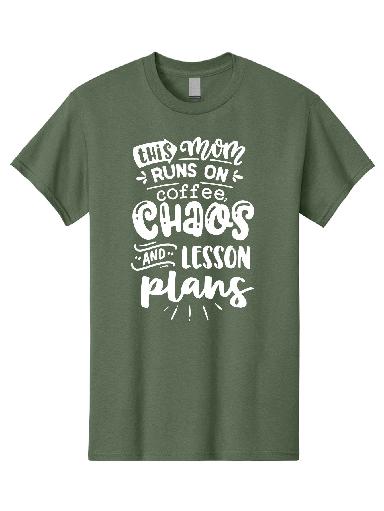 This-Mom-Runs-On-Coffee-Chaos-And-Lesson-Plans Men'S Graphic Tee, 100% Cotton, Comfortable Casual Summer Wear, Machine Washable, Funny Mom Quote, Mom Life, Coffee Humor, Teacher Mom, Chaotic Parenting, Lesson Plans, Mom Humor, Humorous Quote, Aab450 8