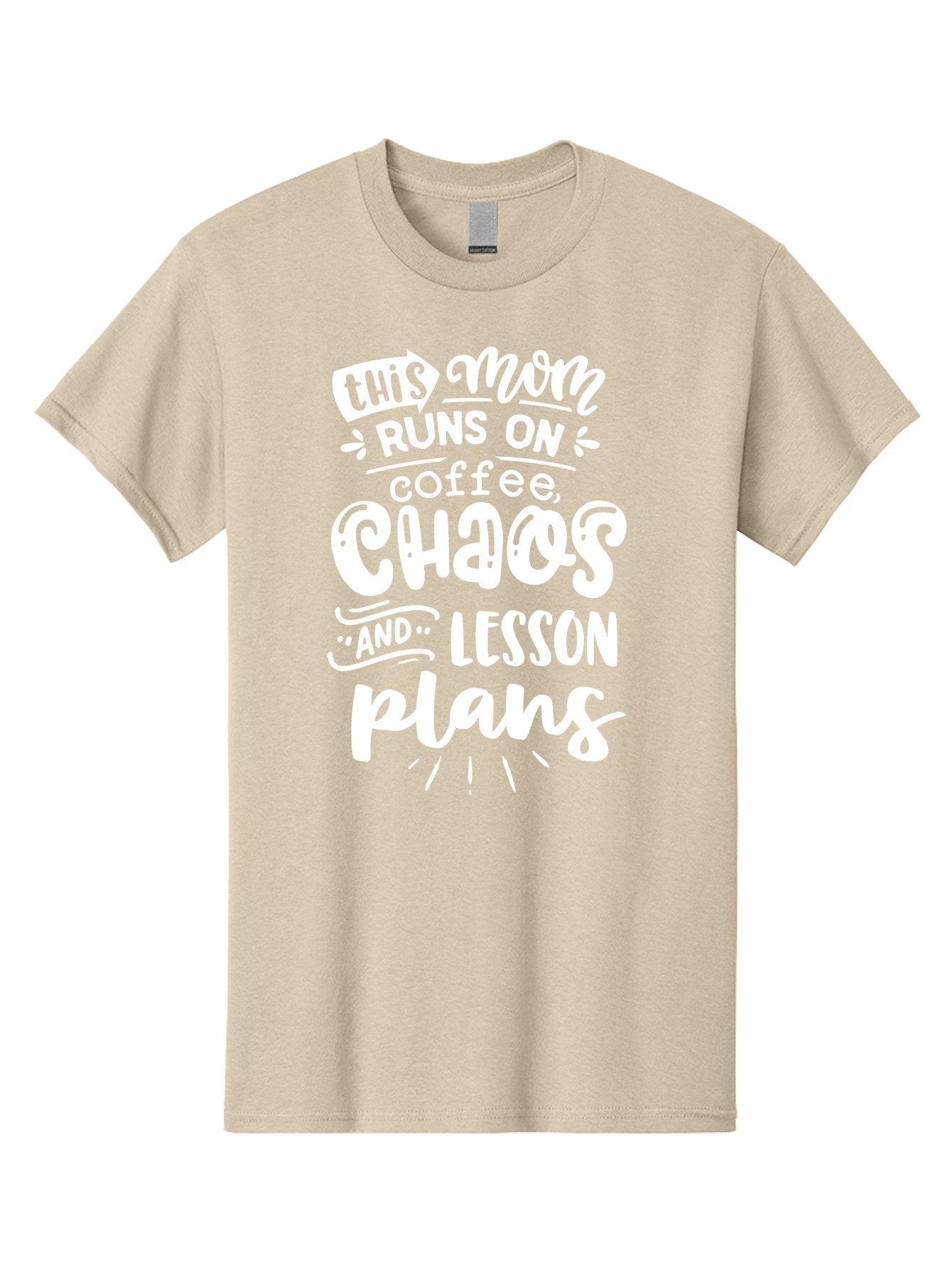This-Mom-Runs-On-Coffee-Chaos-And-Lesson-Plans Men'S Graphic Tee, 100% Cotton, Comfortable Casual Summer Wear, Machine Washable, Funny Mom Quote, Mom Life, Coffee Humor, Teacher Mom, Chaotic Parenting, Lesson Plans, Mom Humor, Humorous Quote, Aab450 15