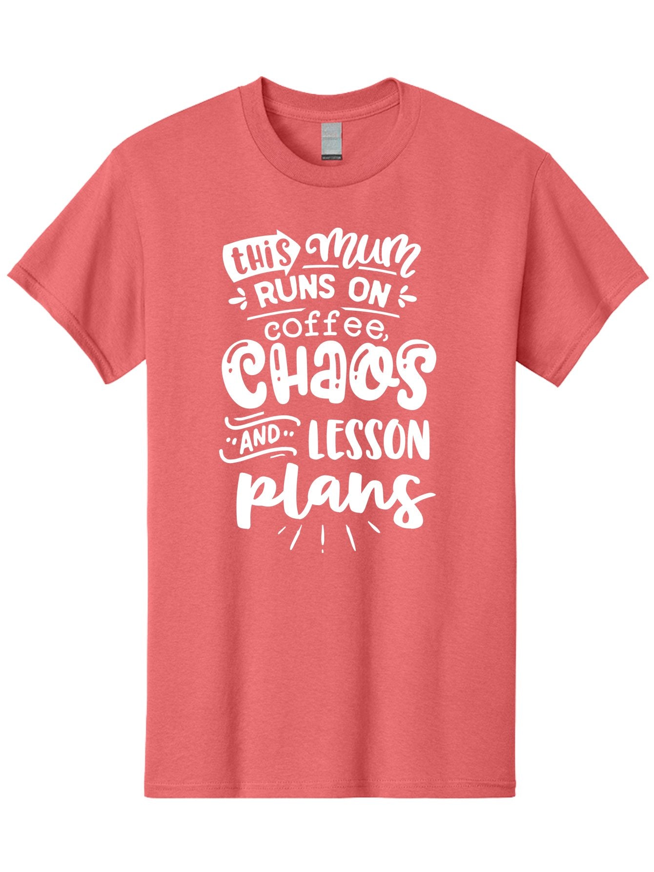 This-Mum-Runs-On-Coffee-Chaos-And-Lesson-Plans Men'S Graphic Tee, 100% Cotton, Comfortable Casual Summer Wear, Machine Washable, Funny Mom Quote, Teacher Humor, Coffee Lover, Chaotic Life, Lesson Plans, Mom Life, Teacher Life, Humorous Quote, Aab451 14
