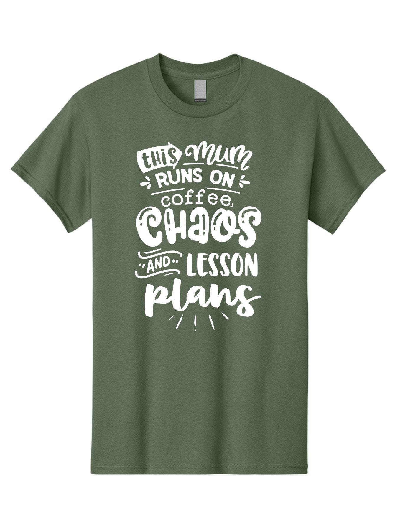 This-Mum-Runs-On-Coffee-Chaos-And-Lesson-Plans Men'S Graphic Tee, 100% Cotton, Comfortable Casual Summer Wear, Machine Washable, Funny Mom Quote, Teacher Humor, Coffee Lover, Chaotic Life, Lesson Plans, Mom Life, Teacher Life, Humorous Quote, Aab451 10