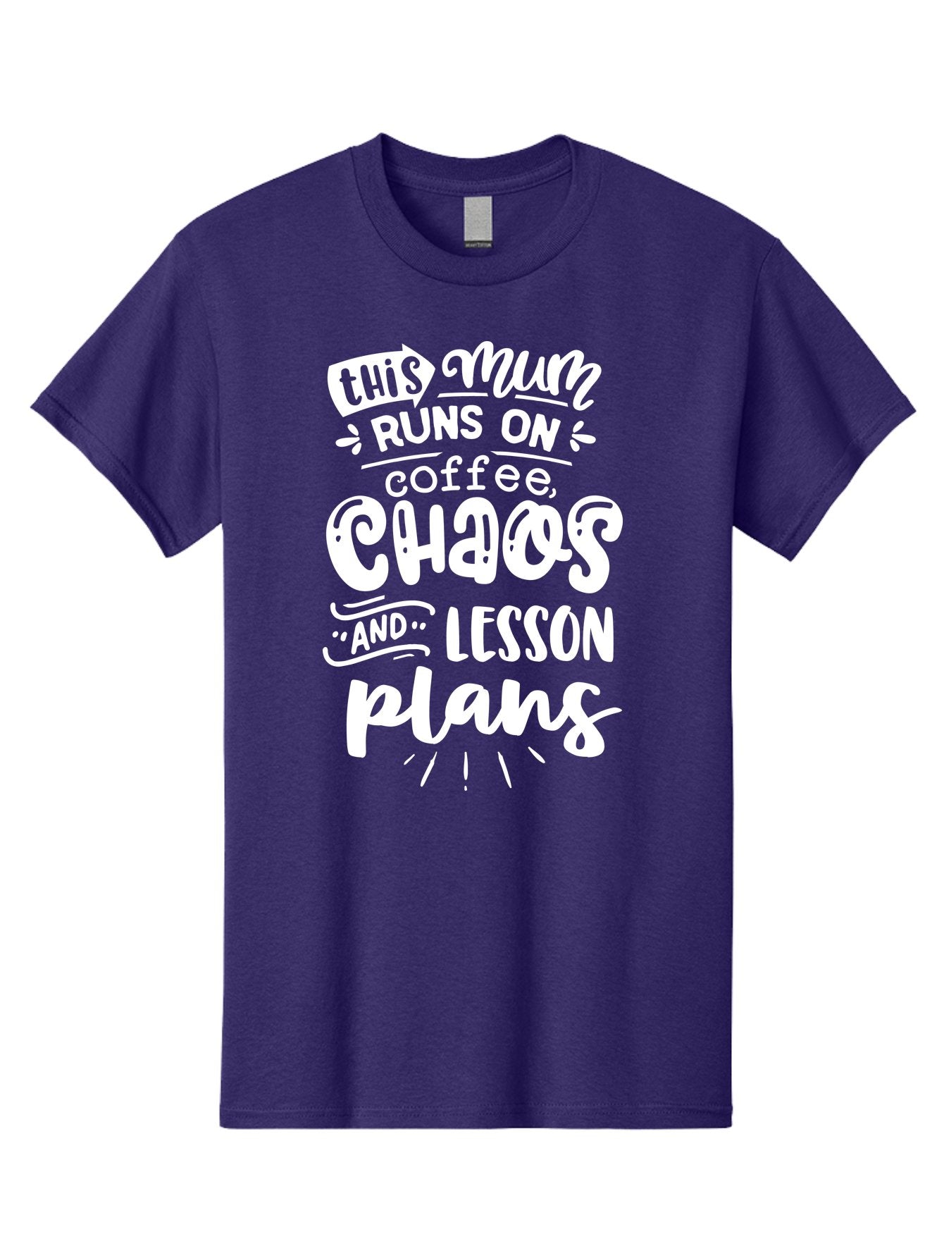 This-Mum-Runs-On-Coffee-Chaos-And-Lesson-Plans Men'S Graphic Tee, 100% Cotton, Comfortable Casual Summer Wear, Machine Washable, Funny Mom Quote, Teacher Humor, Coffee Lover, Chaotic Life, Lesson Plans, Mom Life, Teacher Life, Humorous Quote, Aab451 9