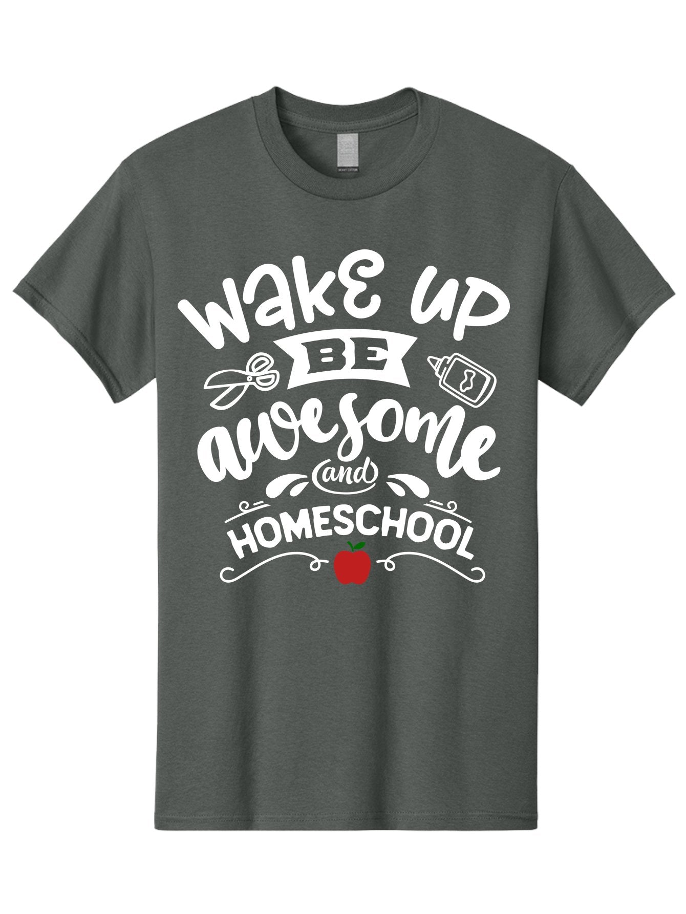 Wake-Up-Be-Awesome-And-Homeschool-1 Men'S Graphic Tee, 100% Cotton, Comfortable Casual Summer Wear, Machine Washable, Homeschool Inspiration, Motivational Quote, Morning Motivation, Educational Quote, Homeschooling, Learning At Home, Aab452 15