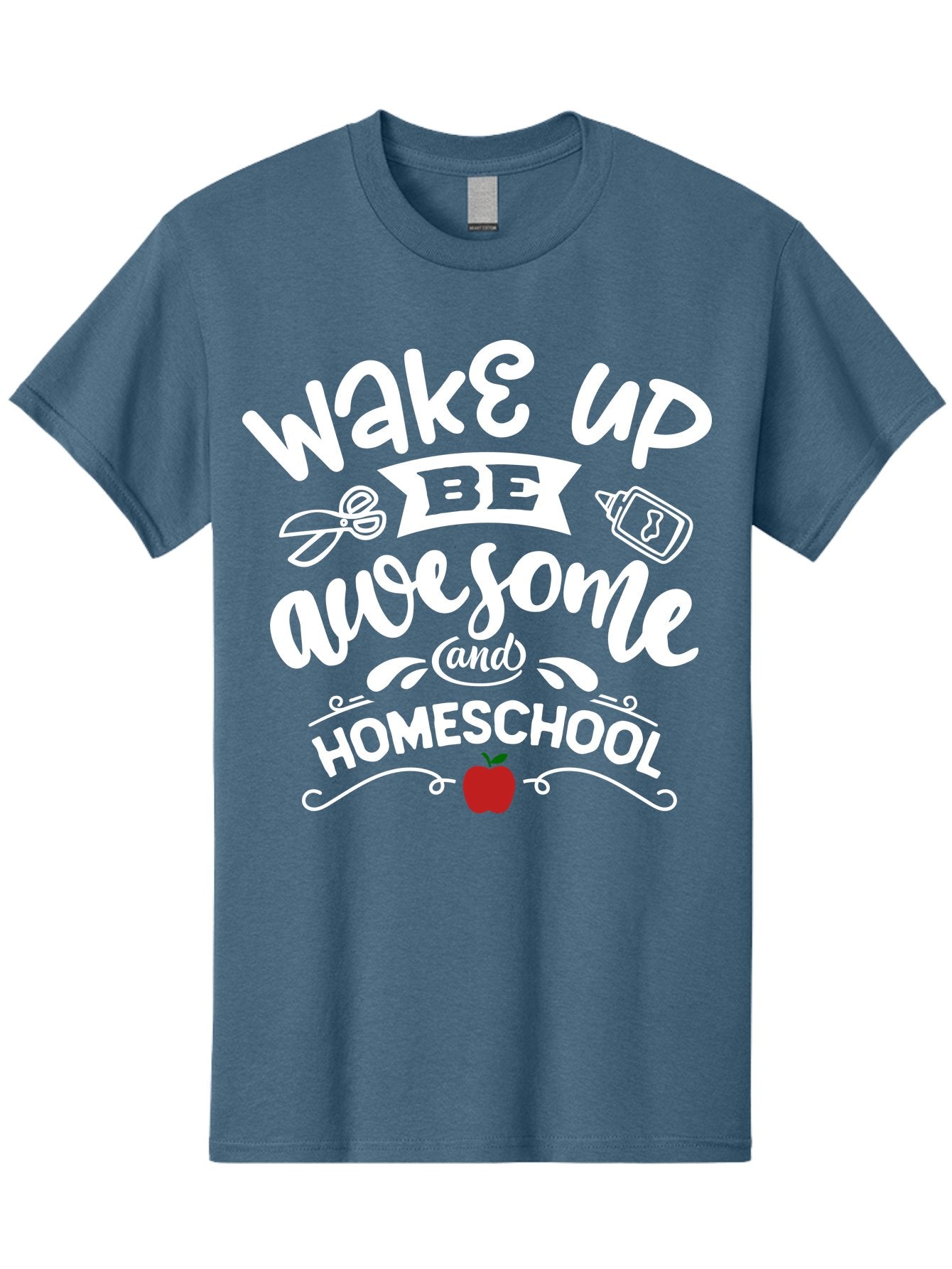 Wake-Up-Be-Awesome-And-Homeschool-1 Men'S Graphic Tee, 100% Cotton, Comfortable Casual Summer Wear, Machine Washable, Homeschool Inspiration, Motivational Quote, Morning Motivation, Educational Quote, Homeschooling, Learning At Home, Aab452 3