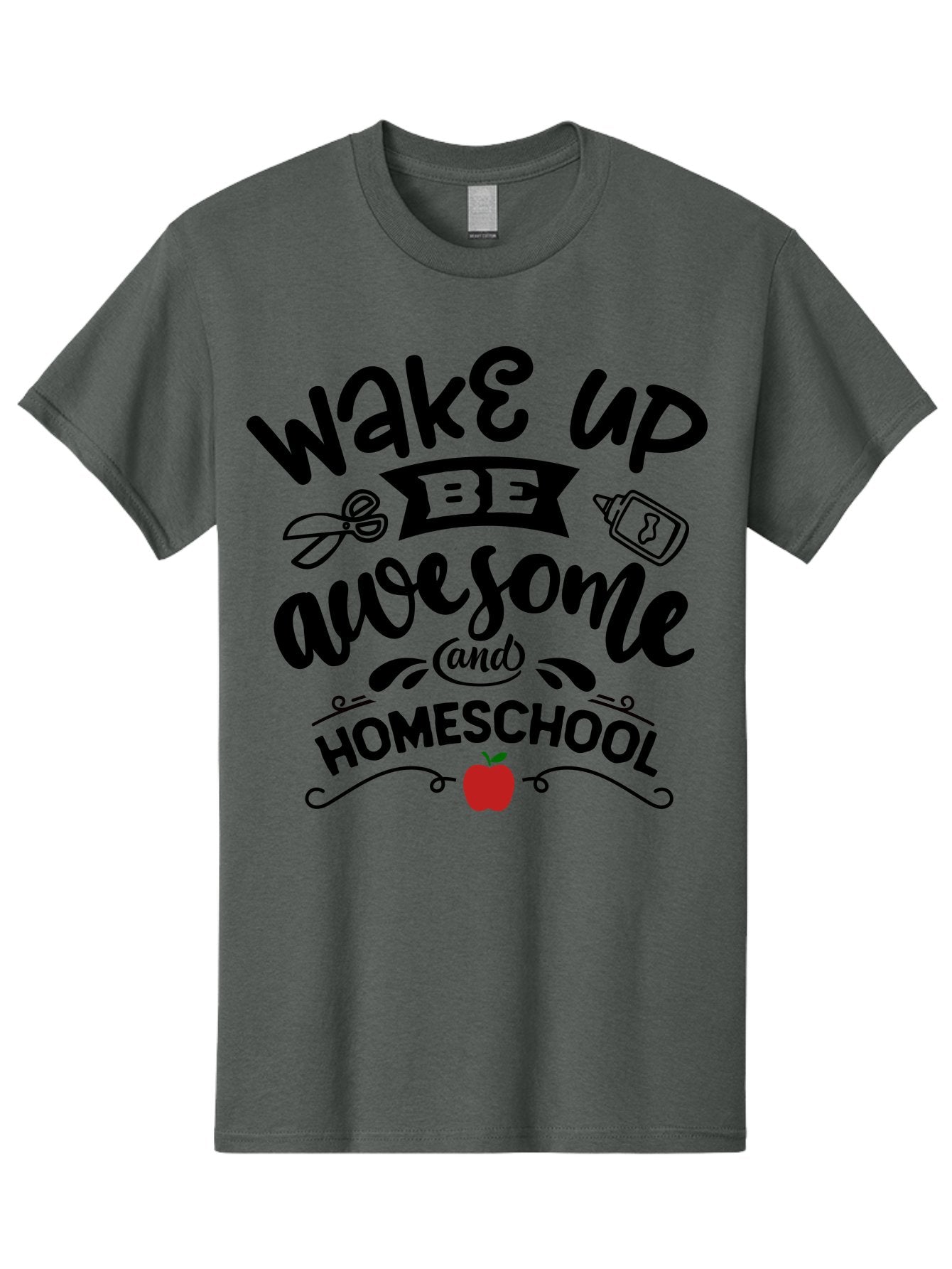 Wake-Up-Be-Awesome-And-Homeschool-2 Men'S Graphic Tee, 100% Cotton, Comfortable Casual Summer Wear, Machine Washable, Homeschool Inspiration, Motivational Quote, Morning Motivation, Educational Quotes, Homeschooling, Learning At Home, Aab453