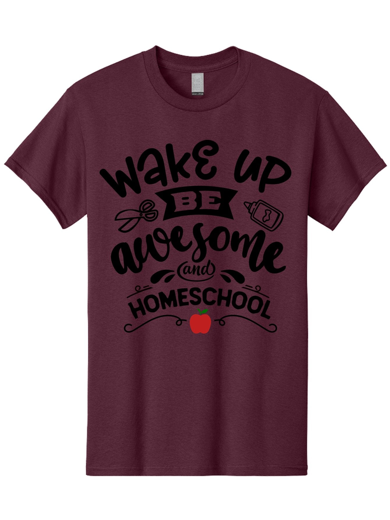 Wake-Up-Be-Awesome-And-Homeschool-2 Men'S Graphic Tee, 100% Cotton, Comfortable Casual Summer Wear, Machine Washable, Homeschool Inspiration, Motivational Quote, Morning Motivation, Educational Quotes, Homeschooling, Learning At Home, Aab453 15