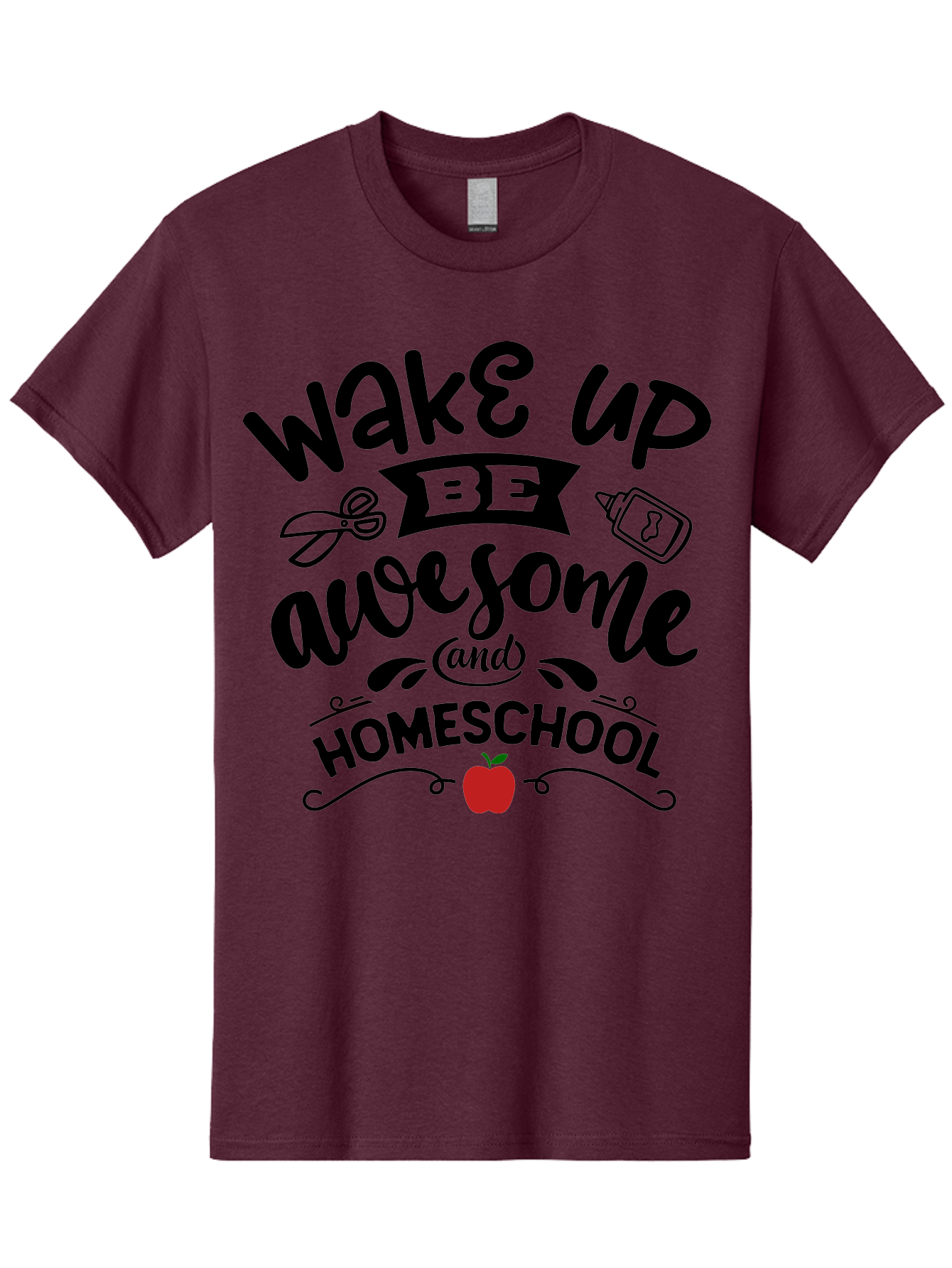 Wake-Up-Be-Awesome-And-Homeschool-2 Men'S Graphic Tee, 100% Cotton, Comfortable Casual Summer Wear, Machine Washable, Homeschool Inspiration, Motivational Quote, Morning Motivation, Educational Quotes, Homeschooling, Learning At Home, Aab453