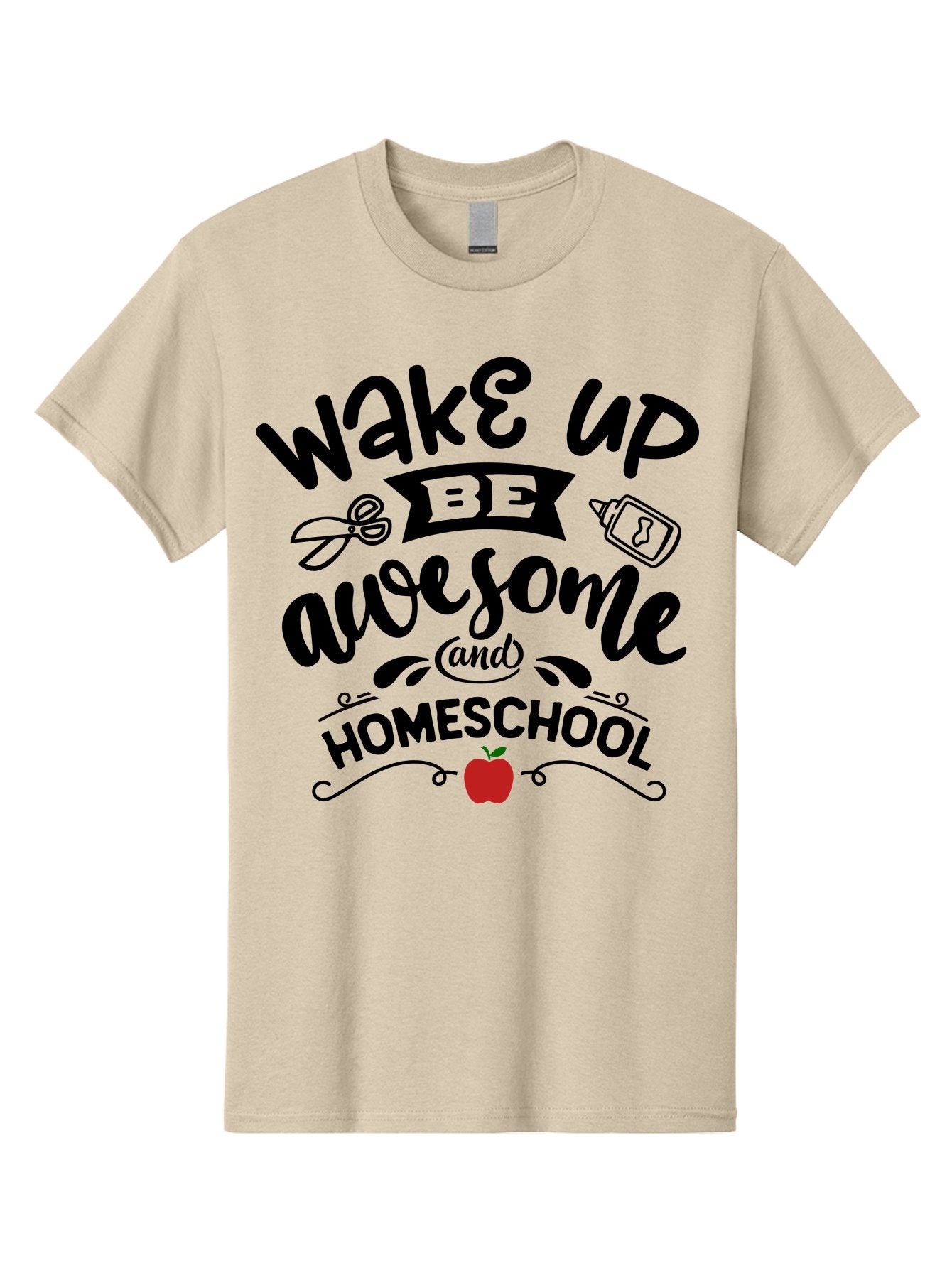 Wake-Up-Be-Awesome-And-Homeschool-2 Men'S Graphic Tee, 100% Cotton, Comfortable Casual Summer Wear, Machine Washable, Homeschool Inspiration, Motivational Quote, Morning Motivation, Educational Quotes, Homeschooling, Learning At Home, Aab453 5
