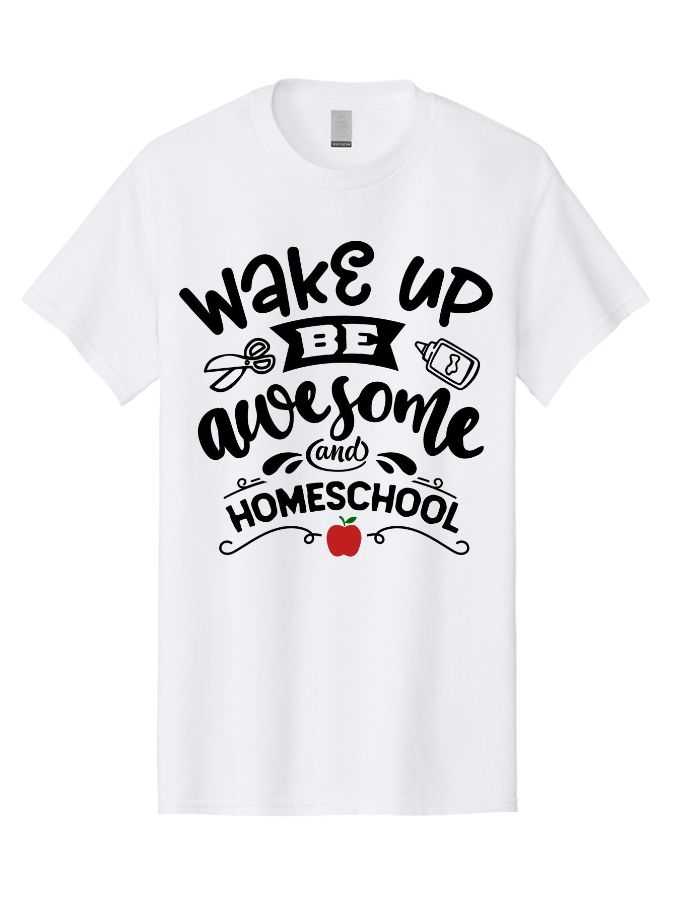 Wake-Up-Be-Awesome-And-Homeschool-2 Men'S Graphic Tee, 100% Cotton, Comfortable Casual Summer Wear, Machine Washable, Homeschool Inspiration, Motivational Quote, Morning Motivation, Educational Quotes, Homeschooling, Learning At Home, Aab453 12
