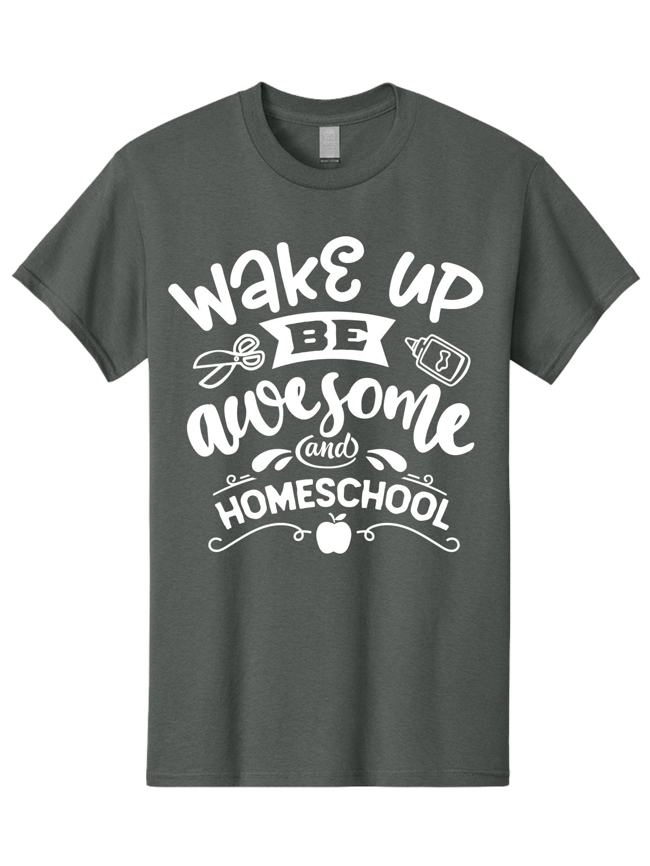 Wake-Up-Be-Awesome-And-Homeschool Men'S Graphic Tee, 100% Cotton, Comfortable Casual Summer Wear, Machine Washable, Homeschool Inspiration, Motivational Quote, Positive Affirmation, Homeschooling, Education, Learning, Apple, School Supplies Aab455 9
