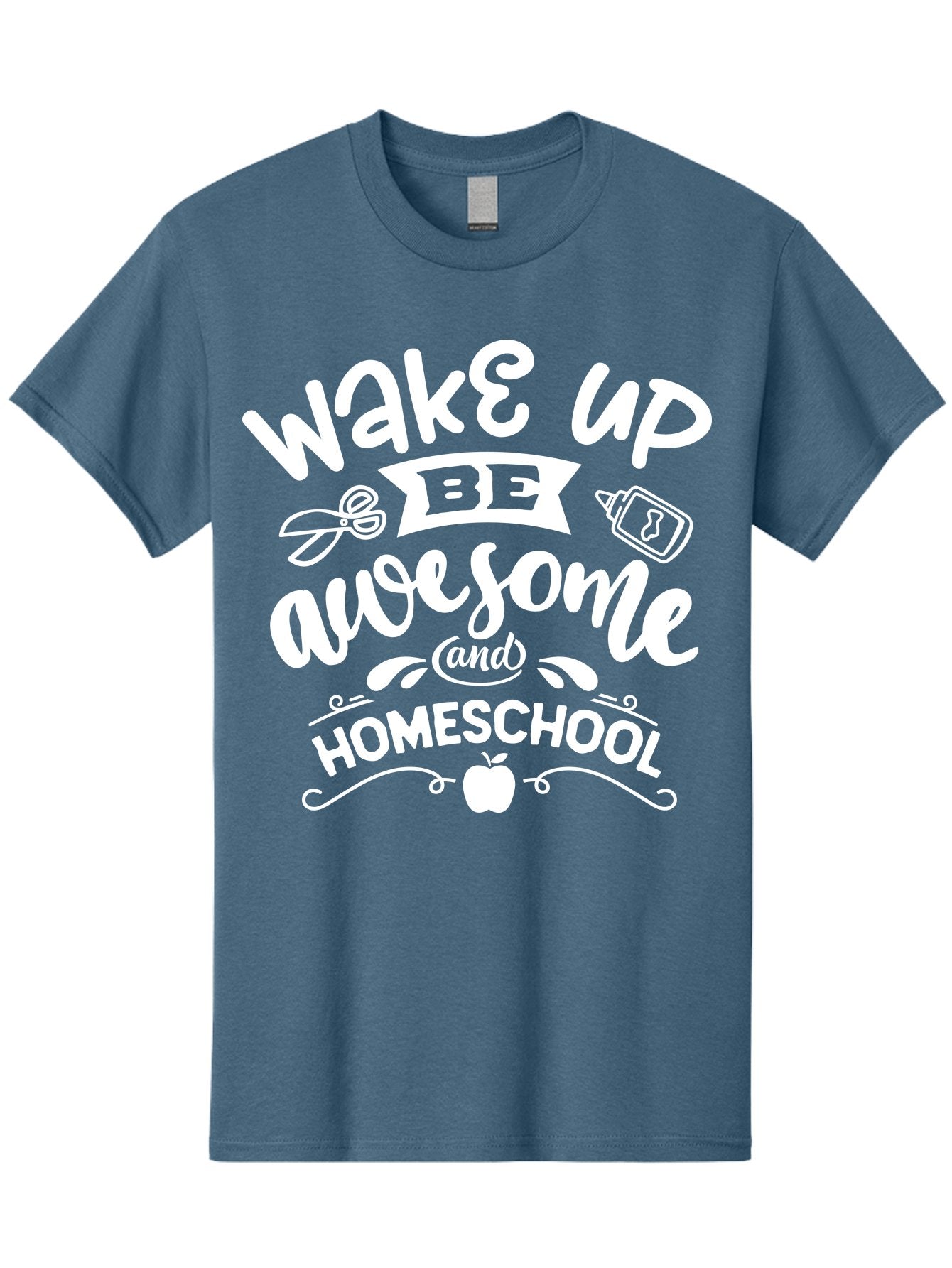 Wake-Up-Be-Awesome-And-Homeschool Men'S Graphic Tee, 100% Cotton, Comfortable Casual Summer Wear, Machine Washable, Homeschool Inspiration, Motivational Quote, Positive Affirmation, Homeschooling, Education, Learning, Apple, School Supplies Aab455 4
