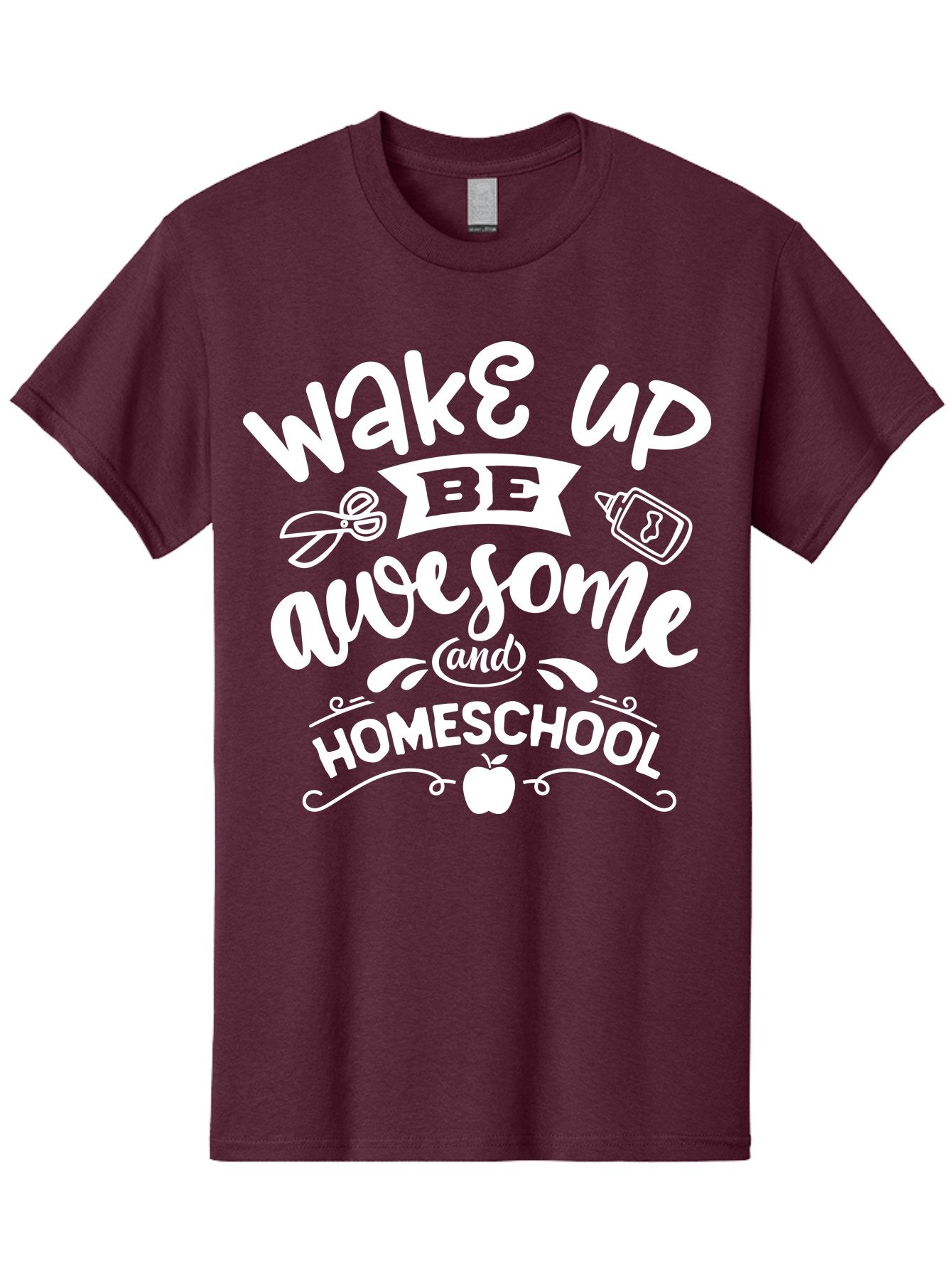 Wake-Up-Be-Awesome-And-Homeschool Men'S Graphic Tee, 100% Cotton, Comfortable Casual Summer Wear, Machine Washable, Homeschool Inspiration, Motivational Quote, Positive Affirmation, Homeschooling, Education, Learning, Apple, School Supplies Aab455 3
