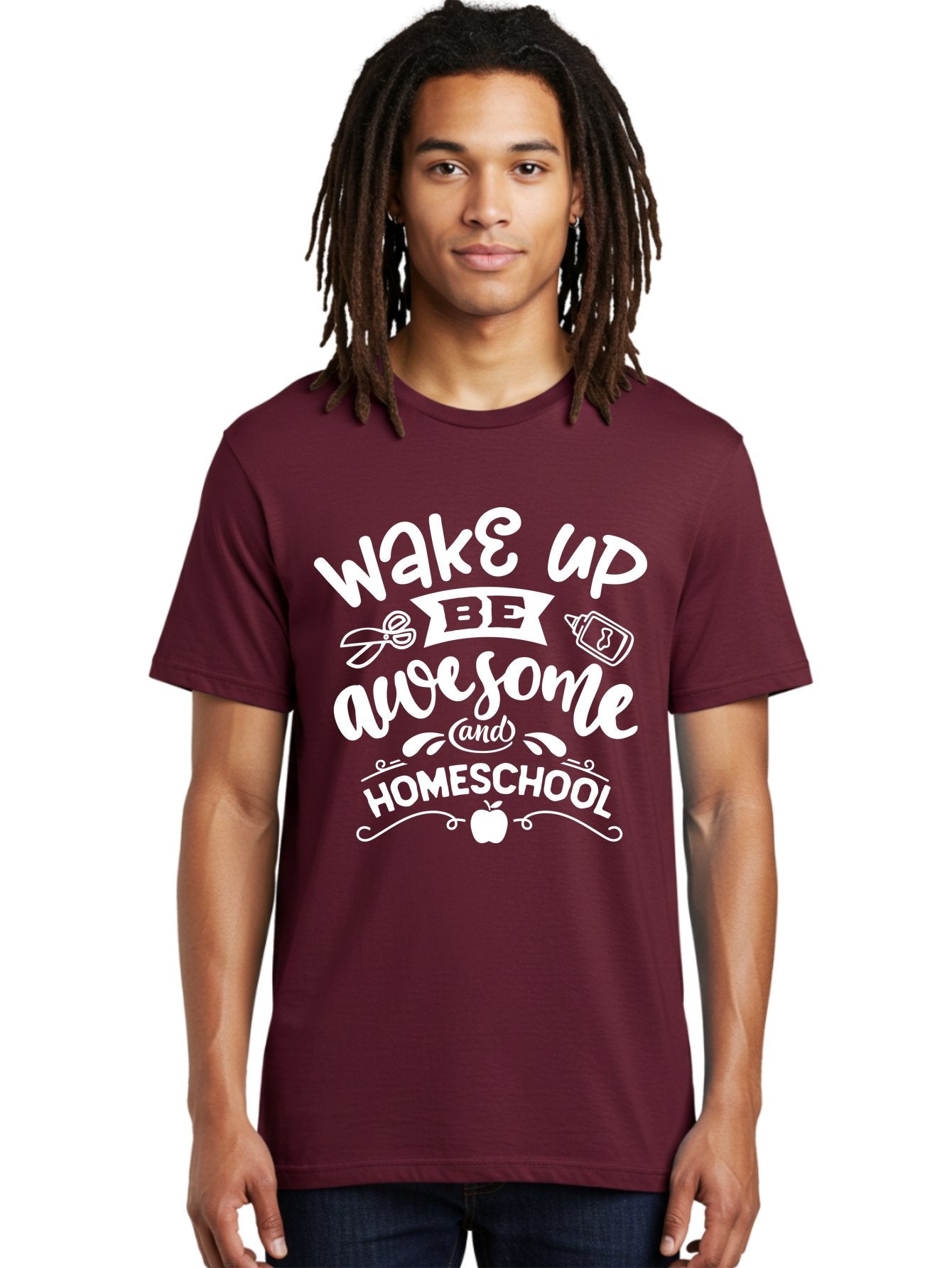 Wake-Up-Be-Awesome-And-Homeschool Men'S Graphic Tee, 100% Cotton, Comfortable Casual Summer Wear, Machine Washable, Homeschool Inspiration, Motivational Quote, Positive Affirmation, Homeschooling, Education, Learning, Apple, School Supplies Aab455 22