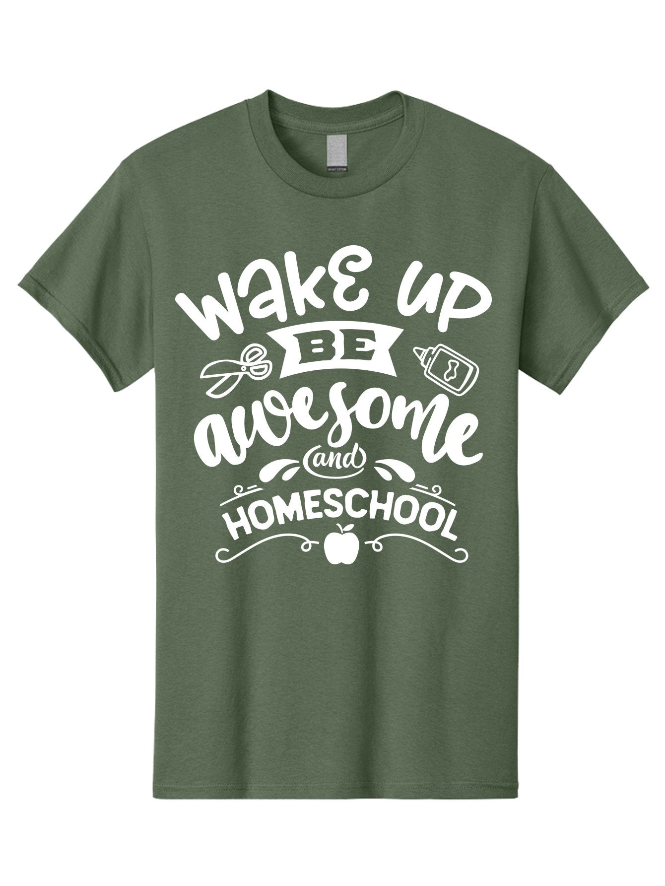 Wake-Up-Be-Awesome-And-Homeschool Men'S Graphic Tee, 100% Cotton, Comfortable Casual Summer Wear, Machine Washable, Homeschool Inspiration, Motivational Quote, Positive Affirmation, Homeschooling, Education, Learning, Apple, School Supplies Aab455 8