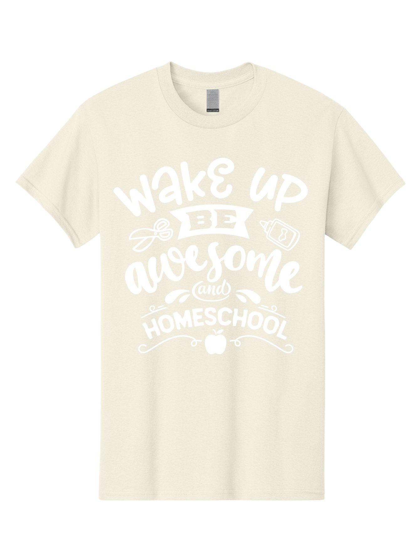 Wake-Up-Be-Awesome-And-Homeschool Men'S Graphic Tee, 100% Cotton, Comfortable Casual Summer Wear, Machine Washable, Homeschool Inspiration, Motivational Quote, Positive Affirmation, Homeschooling, Education, Learning, Apple, School Supplies Aab455 5