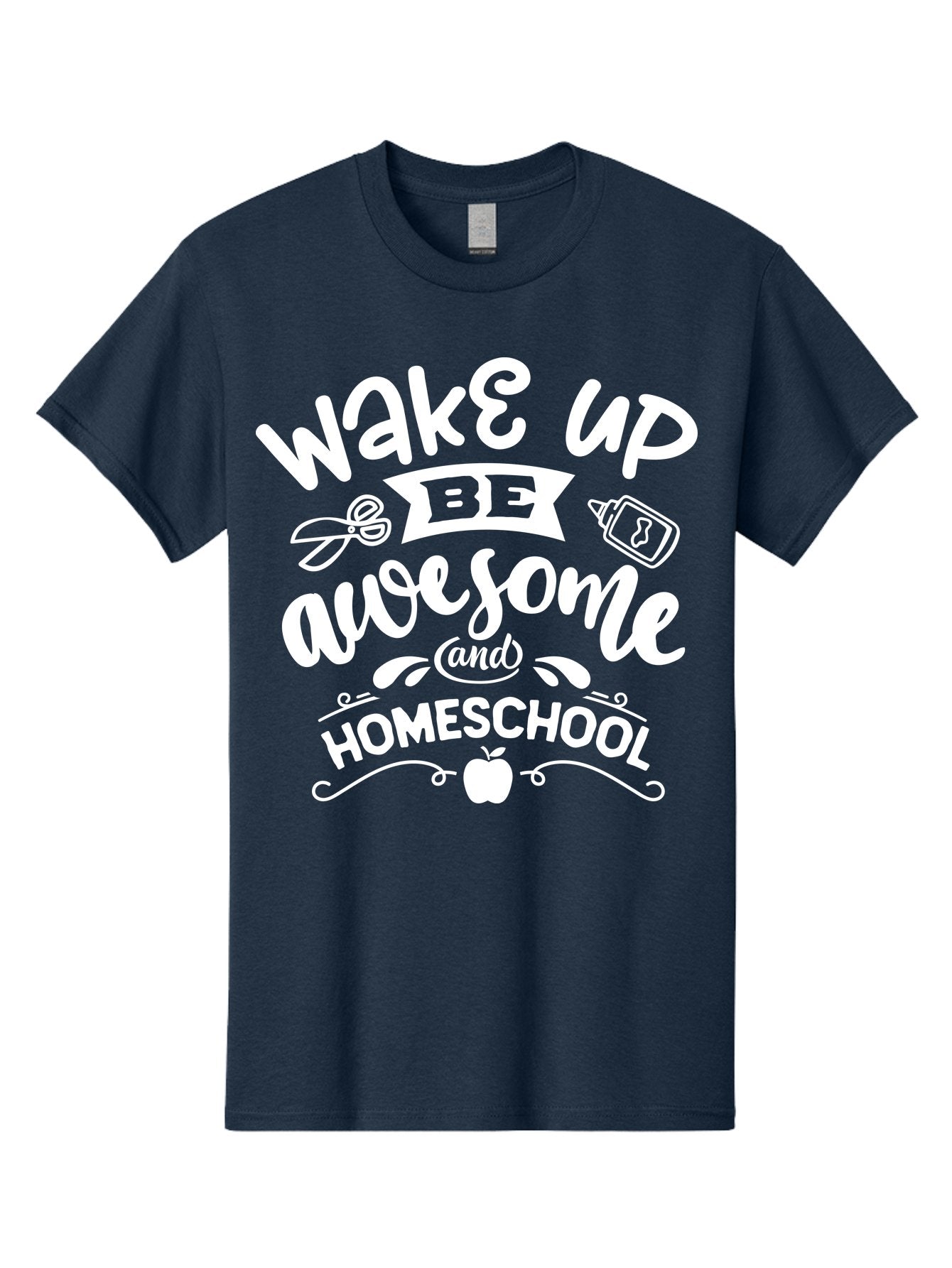 Wake-Up-Be-Awesome-And-Homeschool Men'S Graphic Tee, 100% Cotton, Comfortable Casual Summer Wear, Machine Washable, Homeschool Inspiration, Motivational Quote, Positive Affirmation, Homeschooling, Education, Learning, Apple, School Supplies Aab455 14