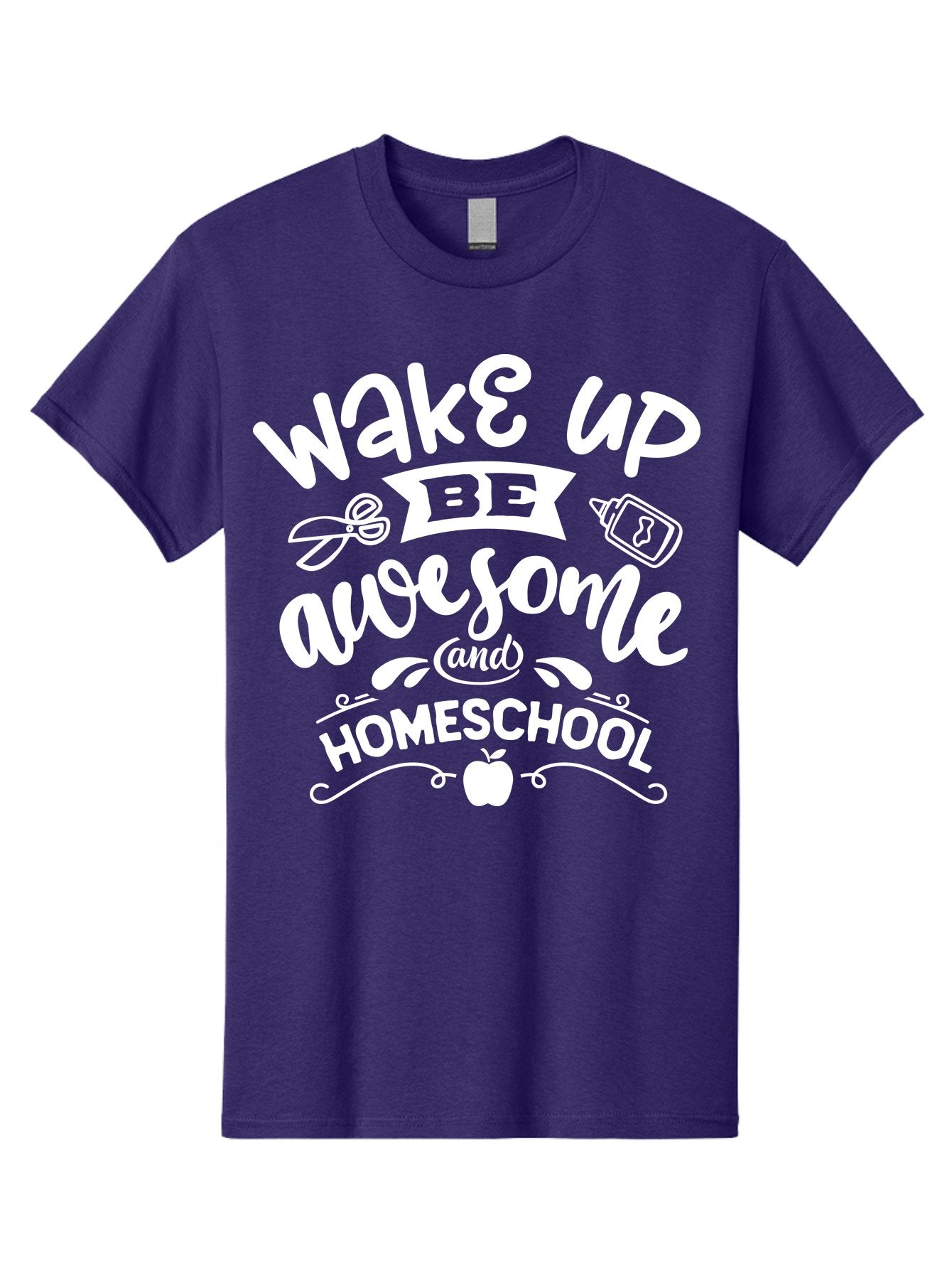 Wake-Up-Be-Awesome-And-Homeschool Men'S Graphic Tee, 100% Cotton, Comfortable Casual Summer Wear, Machine Washable, Homeschool Inspiration, Motivational Quote, Positive Affirmation, Homeschooling, Education, Learning, Apple, School Supplies Aab455 7