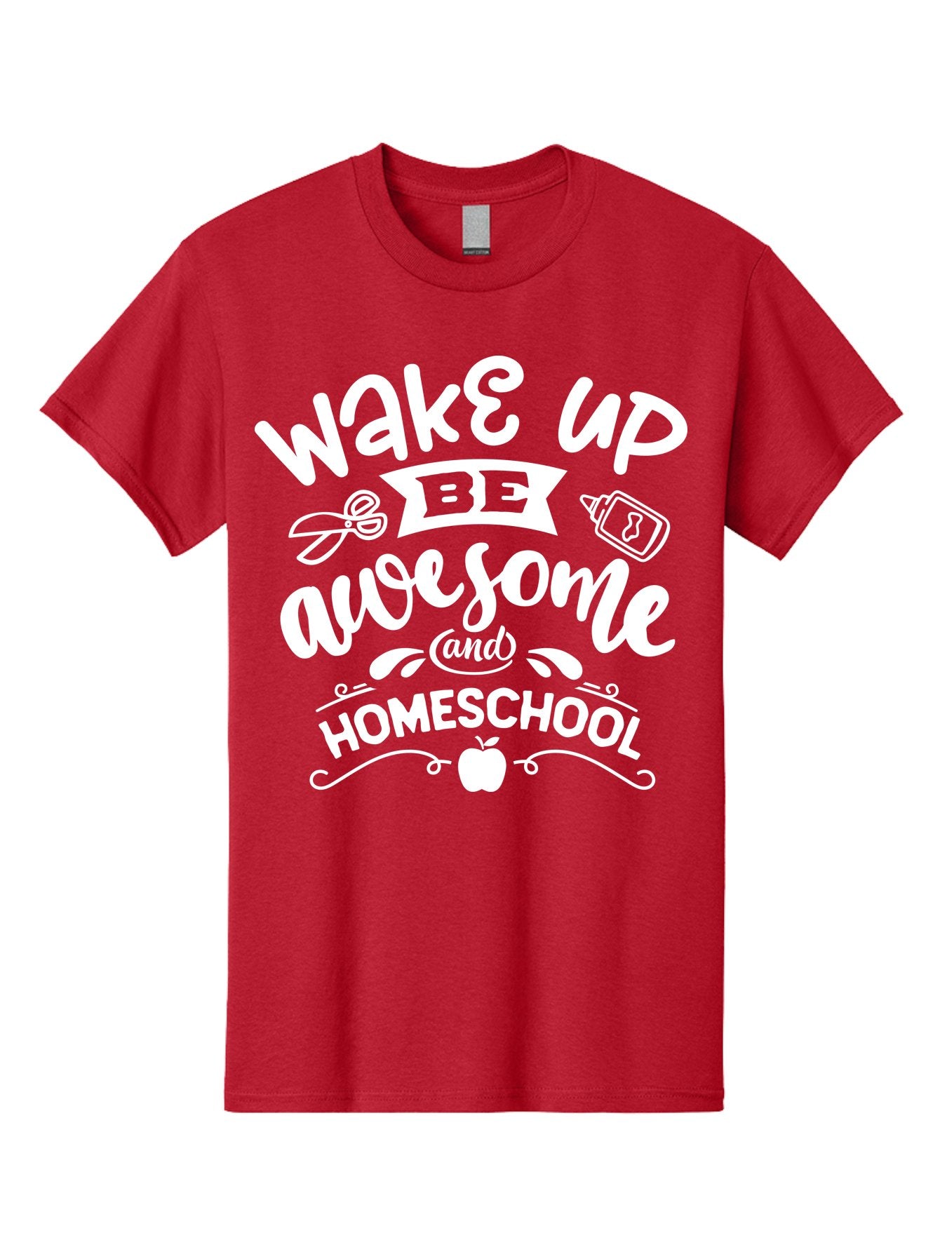 Wake-Up-Be-Awesome-And-Homeschool Men'S Graphic Tee, 100% Cotton, Comfortable Casual Summer Wear, Machine Washable, Homeschool Inspiration, Motivational Quote, Positive Affirmation, Homeschooling, Education, Learning, Apple, School Supplies Aab455 13