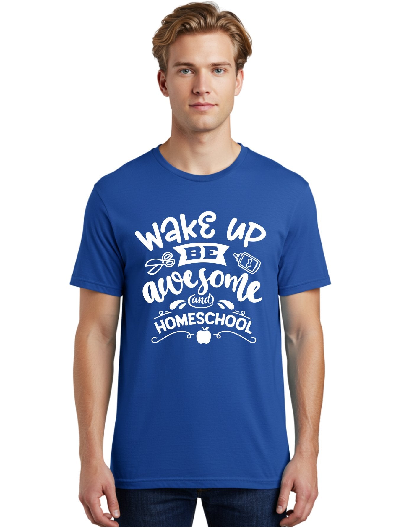 Wake-Up-Be-Awesome-And-Homeschool Men'S Graphic Tee, 100% Cotton, Comfortable Casual Summer Wear, Machine Washable, Homeschool Inspiration, Motivational Quote, Positive Affirmation, Homeschooling, Education, Learning, Apple, School Supplies Aab455 19