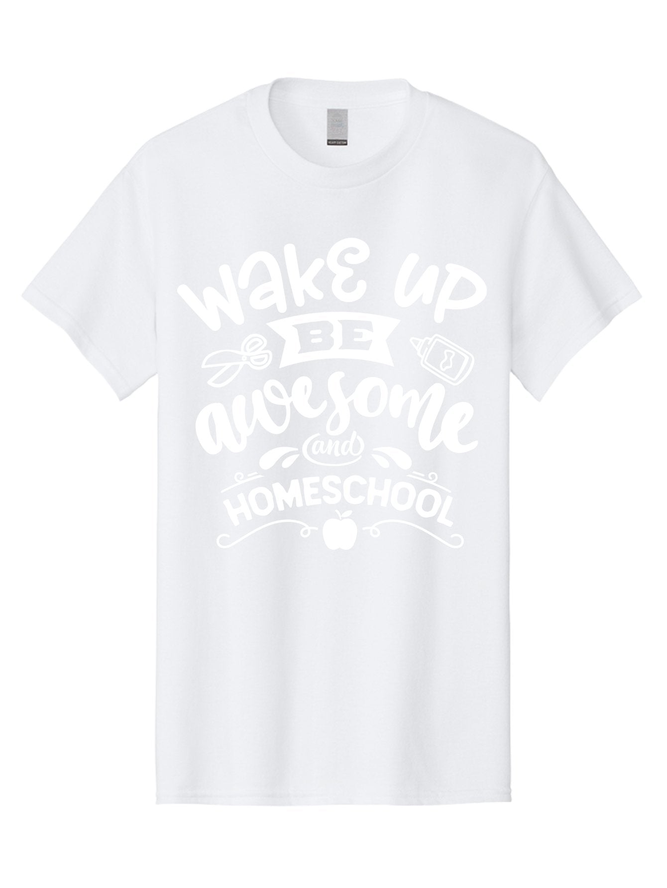 Wake-Up-Be-Awesome-And-Homeschool Men'S Graphic Tee, 100% Cotton, Comfortable Casual Summer Wear, Machine Washable, Homeschool Inspiration, Motivational Quote, Positive Affirmation, Homeschooling, Education, Learning, Apple, School Supplies Aab455 12