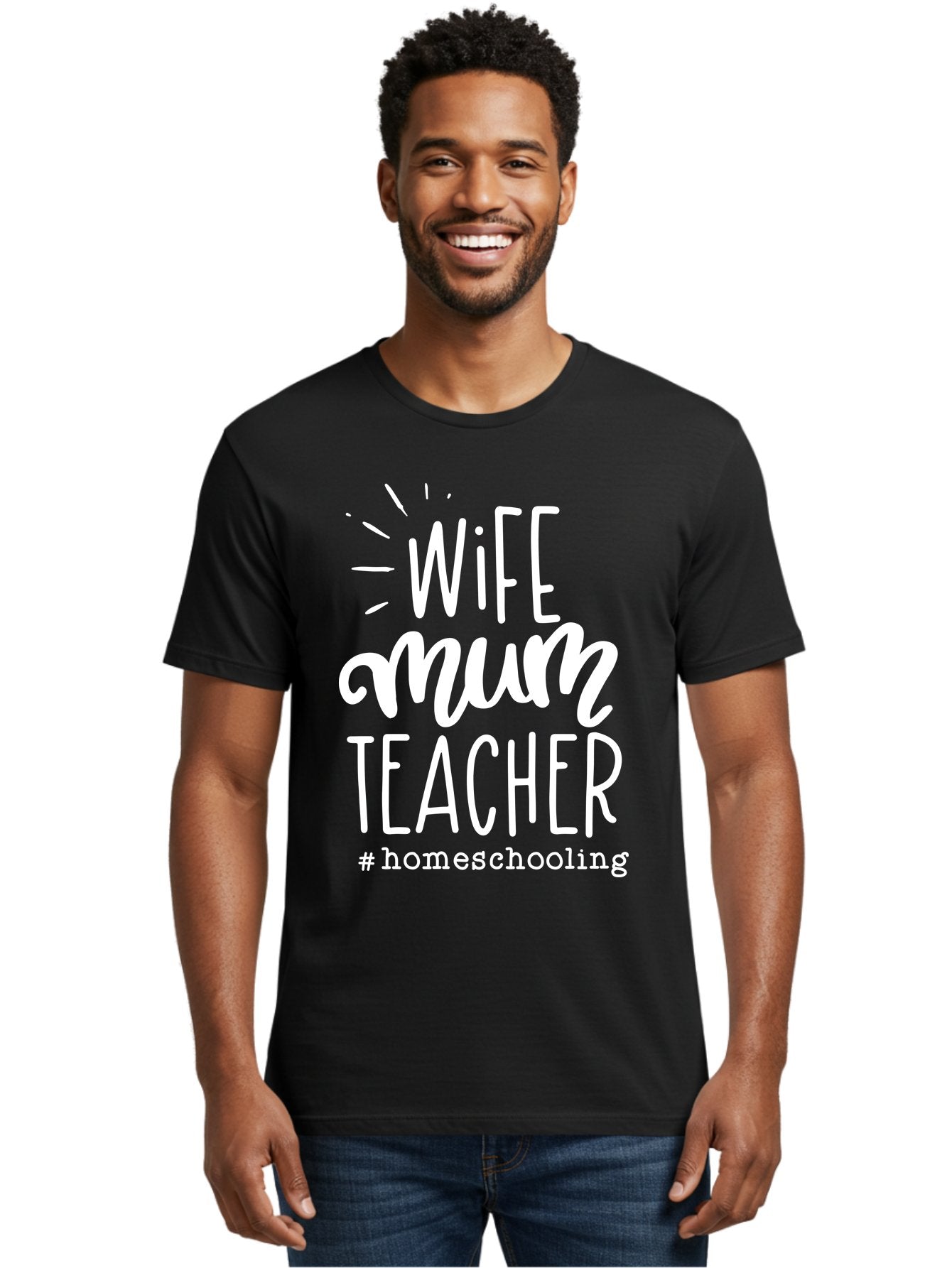 Wife-Mum-Teacher-Homeschooling Men'S Graphic Tee, 100% Cotton, Comfortable Casual Summer Wear, Machine Washable, Wife, Mum, Teacher, Homeschooling, Family Roles, Teaching At Home, Modern Parenting, Family Values Aab458 22