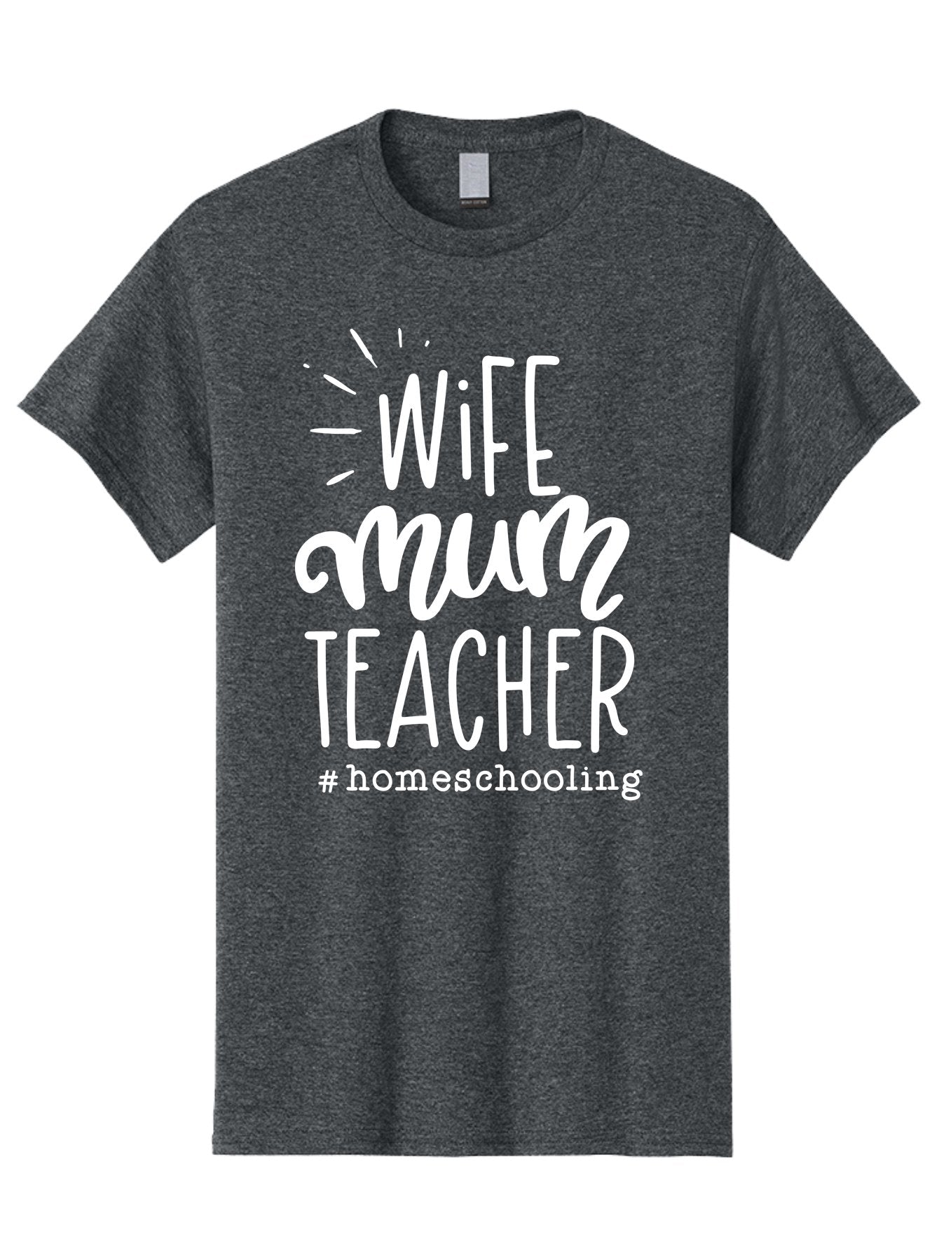 Wife-Mum-Teacher-Homeschooling Men'S Graphic Tee, 100% Cotton, Comfortable Casual Summer Wear, Machine Washable, Wife, Mum, Teacher, Homeschooling, Family Roles, Teaching At Home, Modern Parenting, Family Values Aab458 4