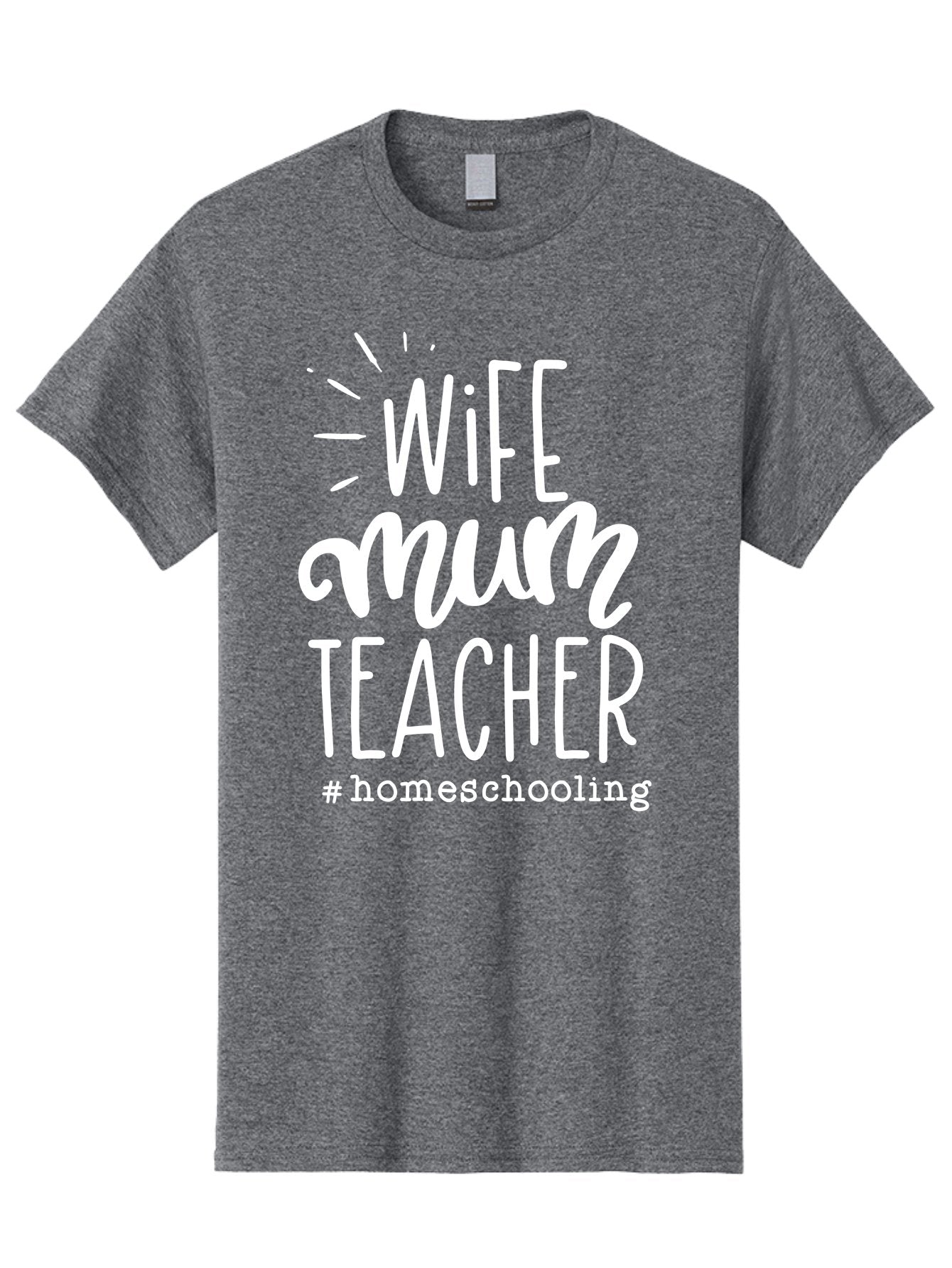Wife-Mum-Teacher-Homeschooling Men'S Graphic Tee, 100% Cotton, Comfortable Casual Summer Wear, Machine Washable, Wife, Mum, Teacher, Homeschooling, Family Roles, Teaching At Home, Modern Parenting, Family Values Aab458 10