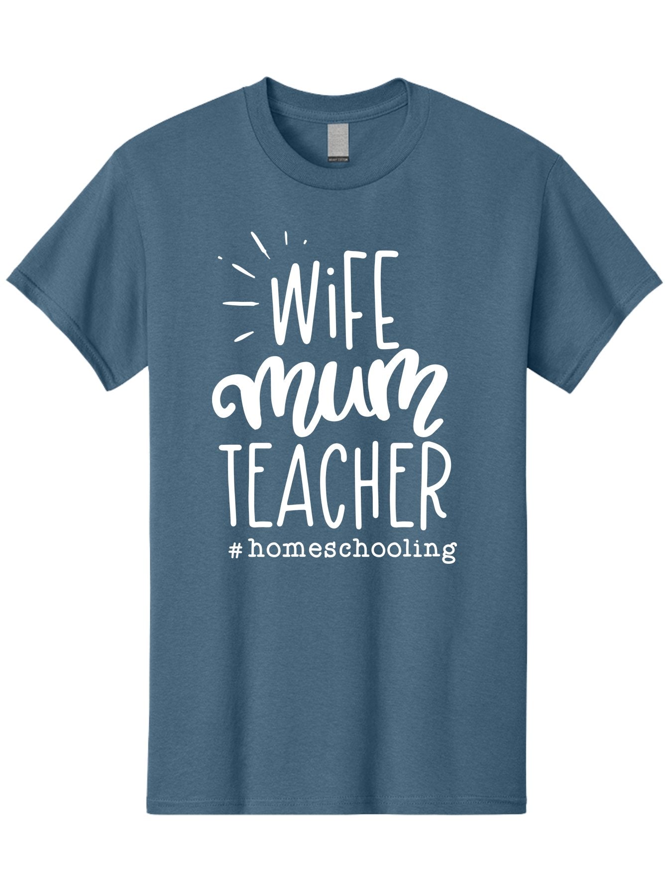 Wife-Mum-Teacher-Homeschooling Men'S Graphic Tee, 100% Cotton, Comfortable Casual Summer Wear, Machine Washable, Wife, Mum, Teacher, Homeschooling, Family Roles, Teaching At Home, Modern Parenting, Family Values Aab458 5