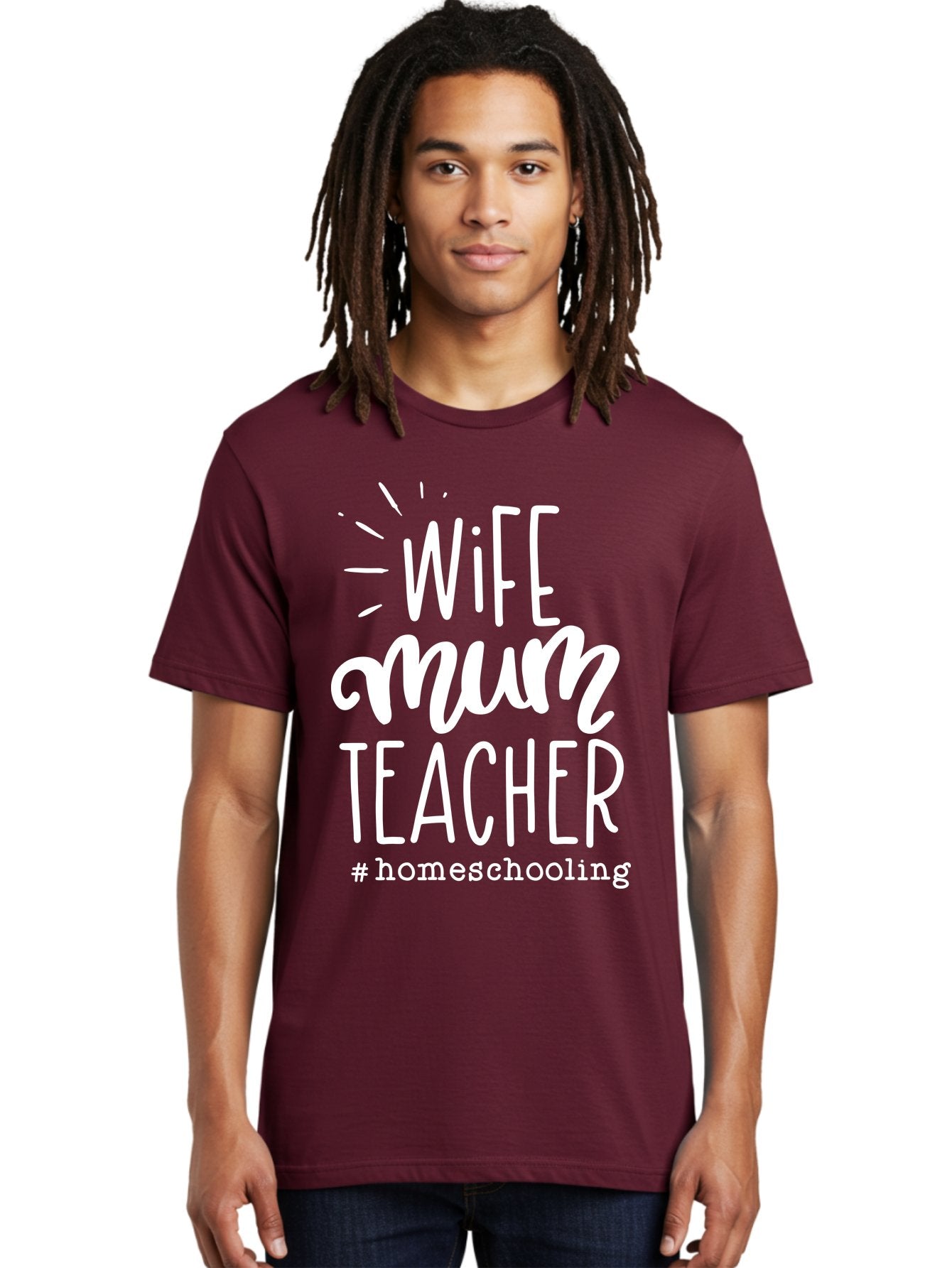 Wife-Mum-Teacher-Homeschooling Men'S Graphic Tee, 100% Cotton, Comfortable Casual Summer Wear, Machine Washable, Wife, Mum, Teacher, Homeschooling, Family Roles, Teaching At Home, Modern Parenting, Family Values Aab458 19