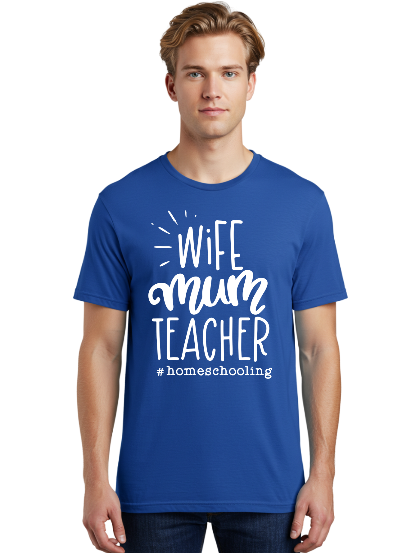 Wife-Mum-Teacher-Homeschooling Men'S Graphic Tee, 100% Cotton, Comfortable Casual Summer Wear, Machine Washable, Wife, Mum, Teacher, Homeschooling, Family Roles, Teaching At Home, Modern Parenting, Family Values Aab458
