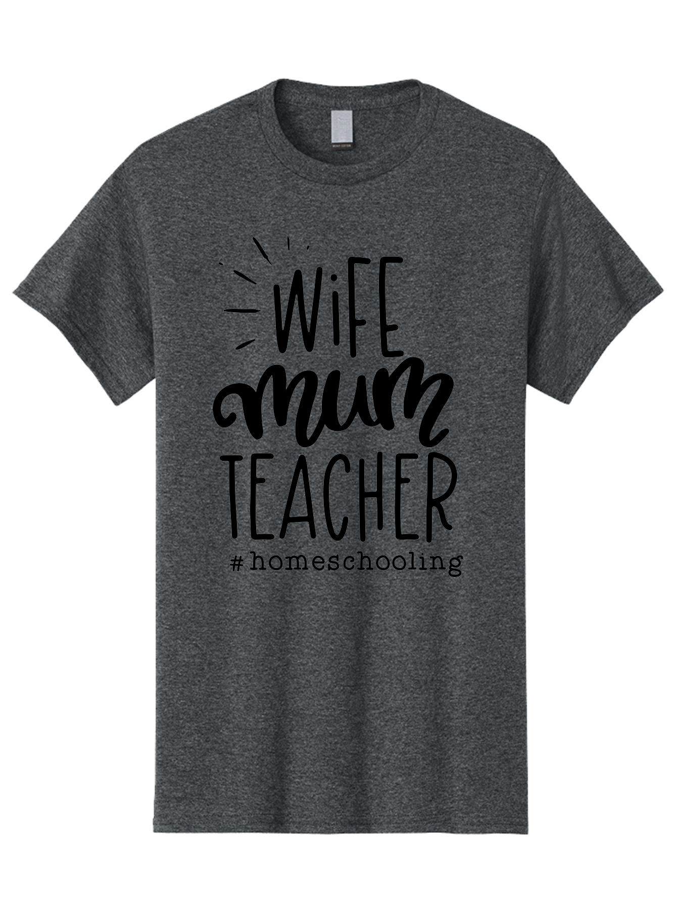 Wife-Mum-Teacher Men'S Graphic Tee, 100% Cotton, Comfortable Casual Summer Wear, Machine Washable, Homeschooling Mom, Wife And Teacher, Modern Family, Home Education, Parenting Roles, Inspirational Quote, Homeschooling Lifestyle Aab459