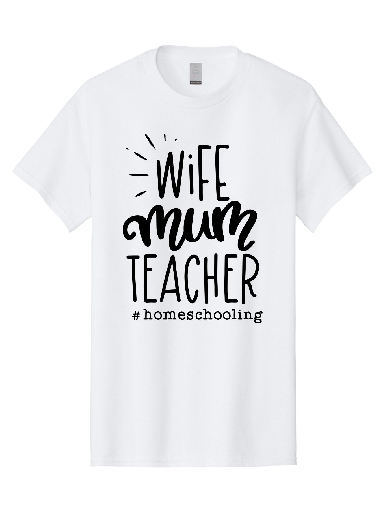 Wife-Mum-Teacher Men'S Graphic Tee, 100% Cotton, Comfortable Casual Summer Wear, Machine Washable, Homeschooling Mom, Wife And Teacher, Modern Family, Home Education, Parenting Roles, Inspirational Quote, Homeschooling Lifestyle Aab459 12