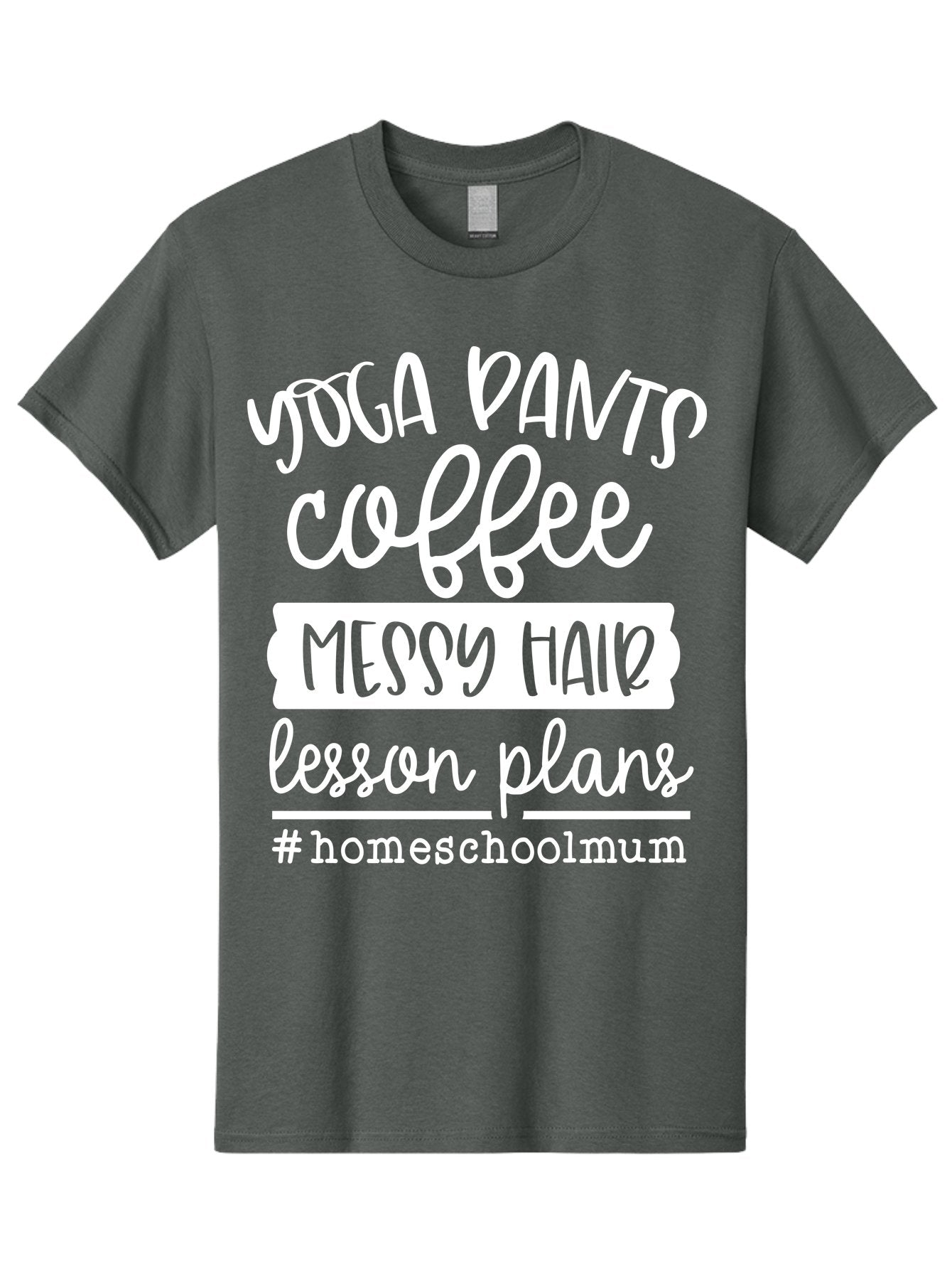 Yoga-Pants-Coffee-Messy-Hair-Lesson-Plans Men'S Graphic Tee, 100% Cotton, Comfortable Casual Summer Wear, Machine Washable, Homeschooling Mom, Yoga Pants, Messy Bun, Coffee Break, Lesson Plans, Mom Life, Homeschooling Lifestyle, Aab460 8