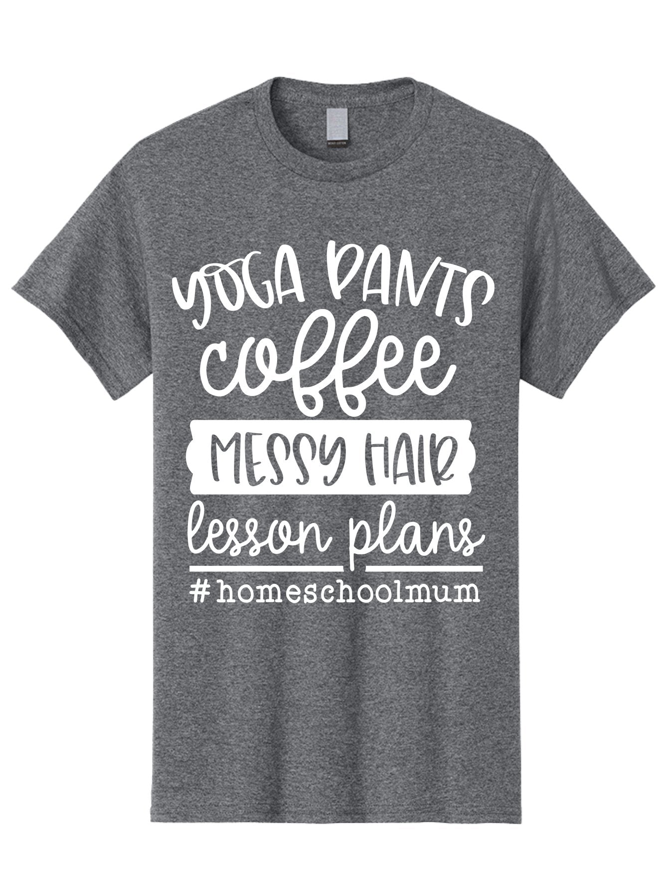 Yoga-Pants-Coffee-Messy-Hair-Lesson-Plans Men'S Graphic Tee, 100% Cotton, Comfortable Casual Summer Wear, Machine Washable, Homeschooling Mom, Yoga Pants, Messy Bun, Coffee Break, Lesson Plans, Mom Life, Homeschooling Lifestyle, Aab460 13