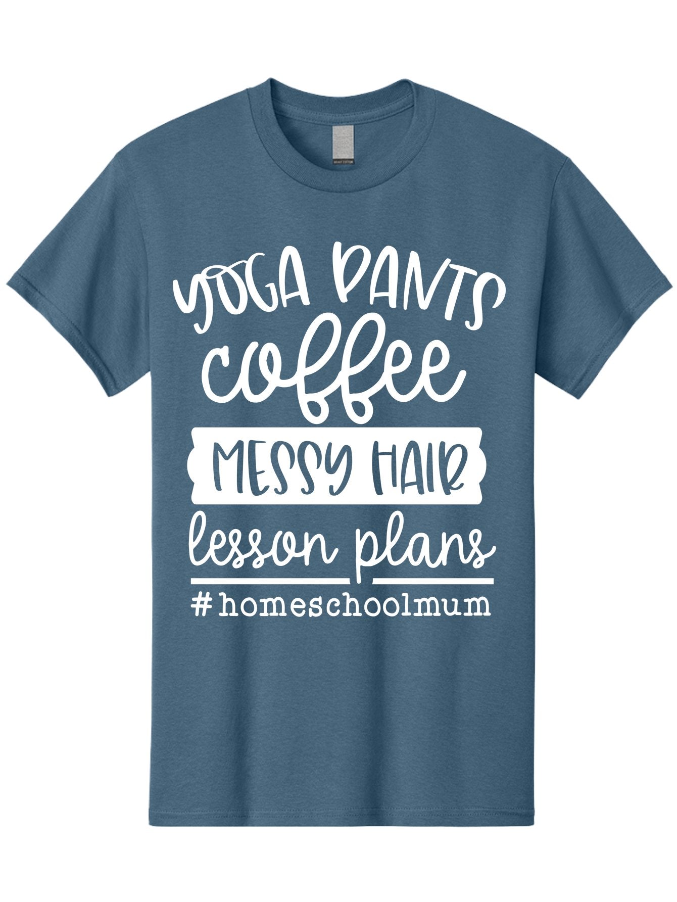 Yoga-Pants-Coffee-Messy-Hair-Lesson-Plans Men'S Graphic Tee, 100% Cotton, Comfortable Casual Summer Wear, Machine Washable, Homeschooling Mom, Yoga Pants, Messy Bun, Coffee Break, Lesson Plans, Mom Life, Homeschooling Lifestyle, Aab460 14