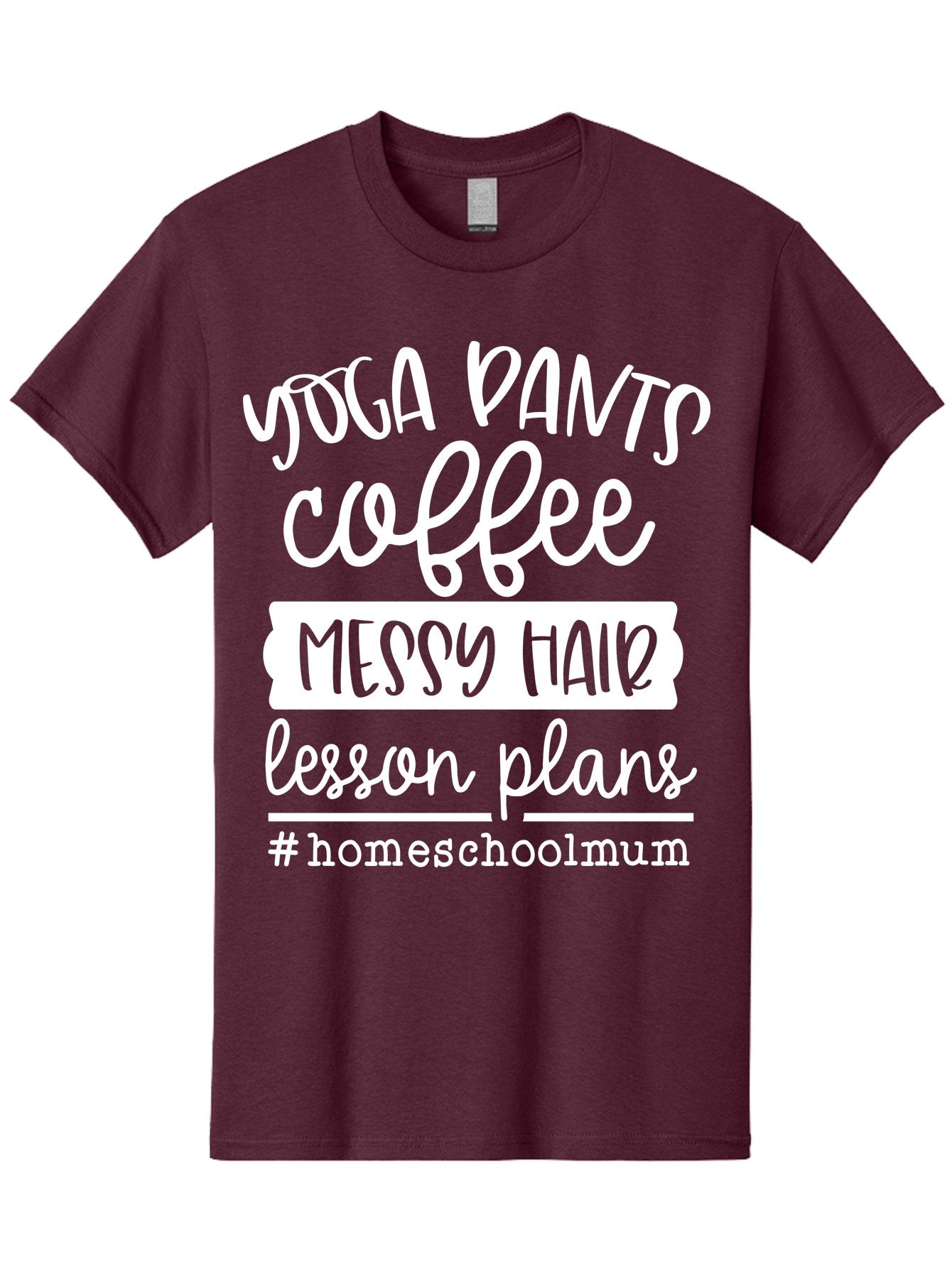 Yoga-Pants-Coffee-Messy-Hair-Lesson-Plans Men'S Graphic Tee, 100% Cotton, Comfortable Casual Summer Wear, Machine Washable, Homeschooling Mom, Yoga Pants, Messy Bun, Coffee Break, Lesson Plans, Mom Life, Homeschooling Lifestyle, Aab460 5