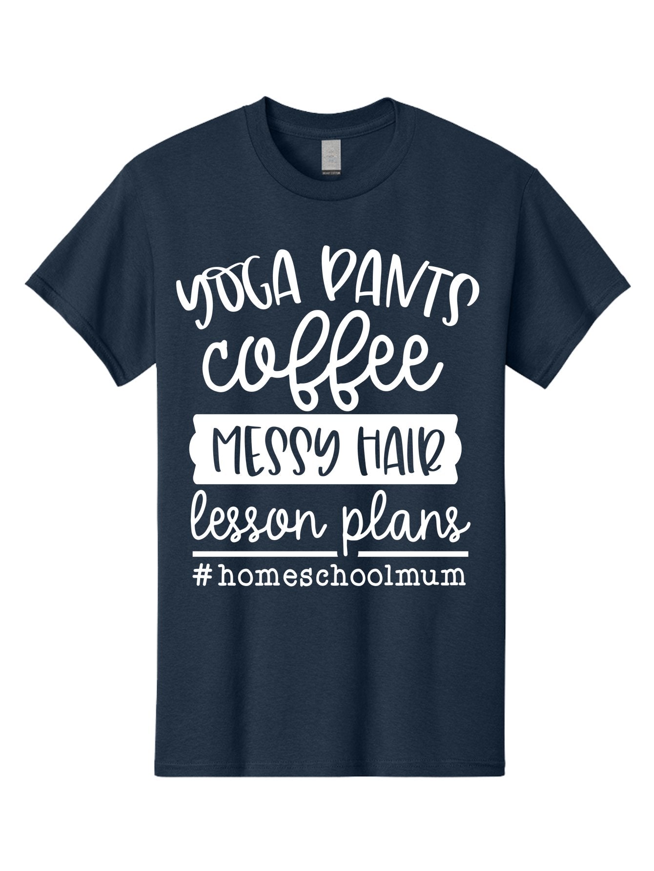 Yoga-Pants-Coffee-Messy-Hair-Lesson-Plans Men'S Graphic Tee, 100% Cotton, Comfortable Casual Summer Wear, Machine Washable, Homeschooling Mom, Yoga Pants, Messy Bun, Coffee Break, Lesson Plans, Mom Life, Homeschooling Lifestyle, Aab460 7