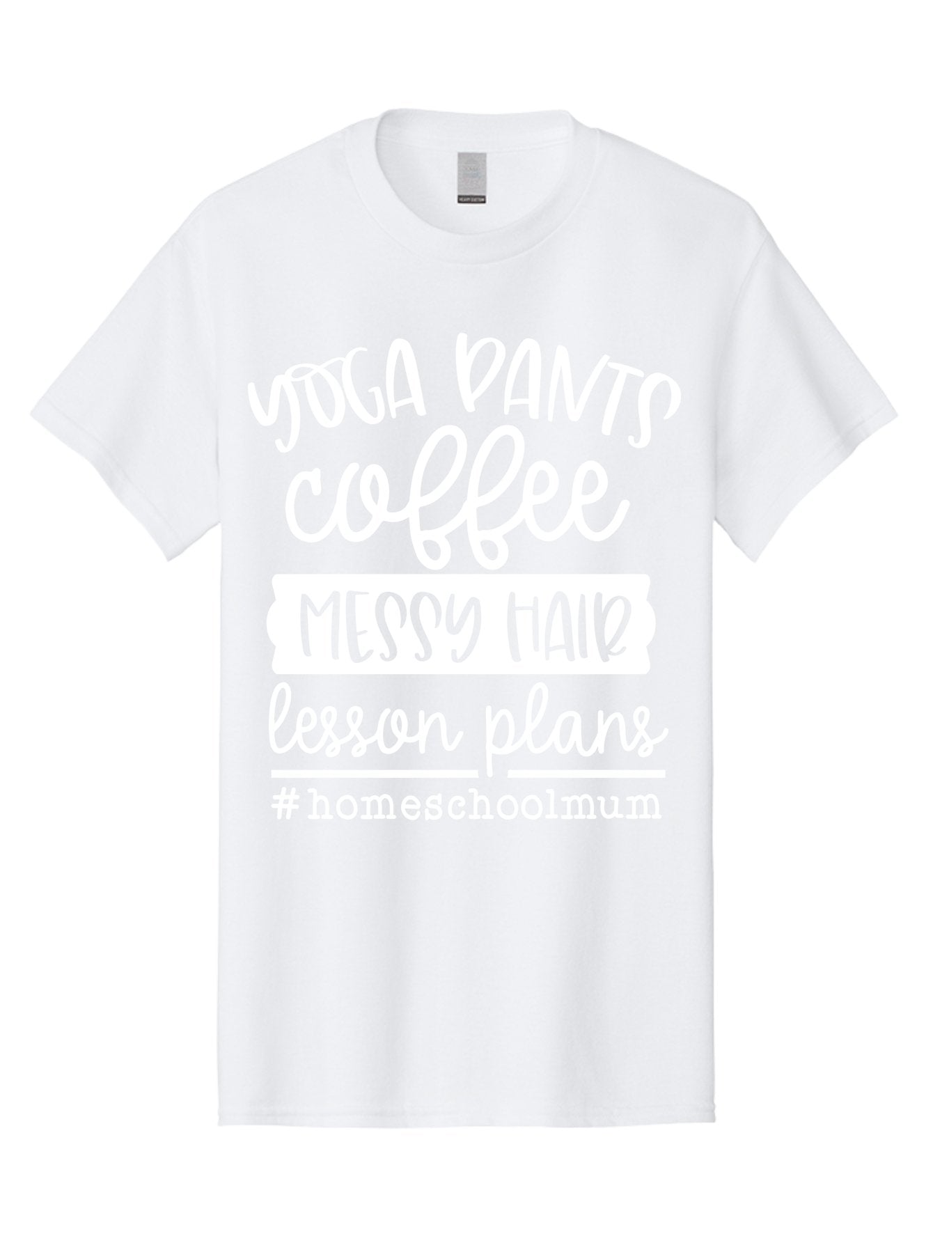 Yoga-Pants-Coffee-Messy-Hair-Lesson-Plans Men'S Graphic Tee, 100% Cotton, Comfortable Casual Summer Wear, Machine Washable, Homeschooling Mom, Yoga Pants, Messy Bun, Coffee Break, Lesson Plans, Mom Life, Homeschooling Lifestyle, Aab460 9