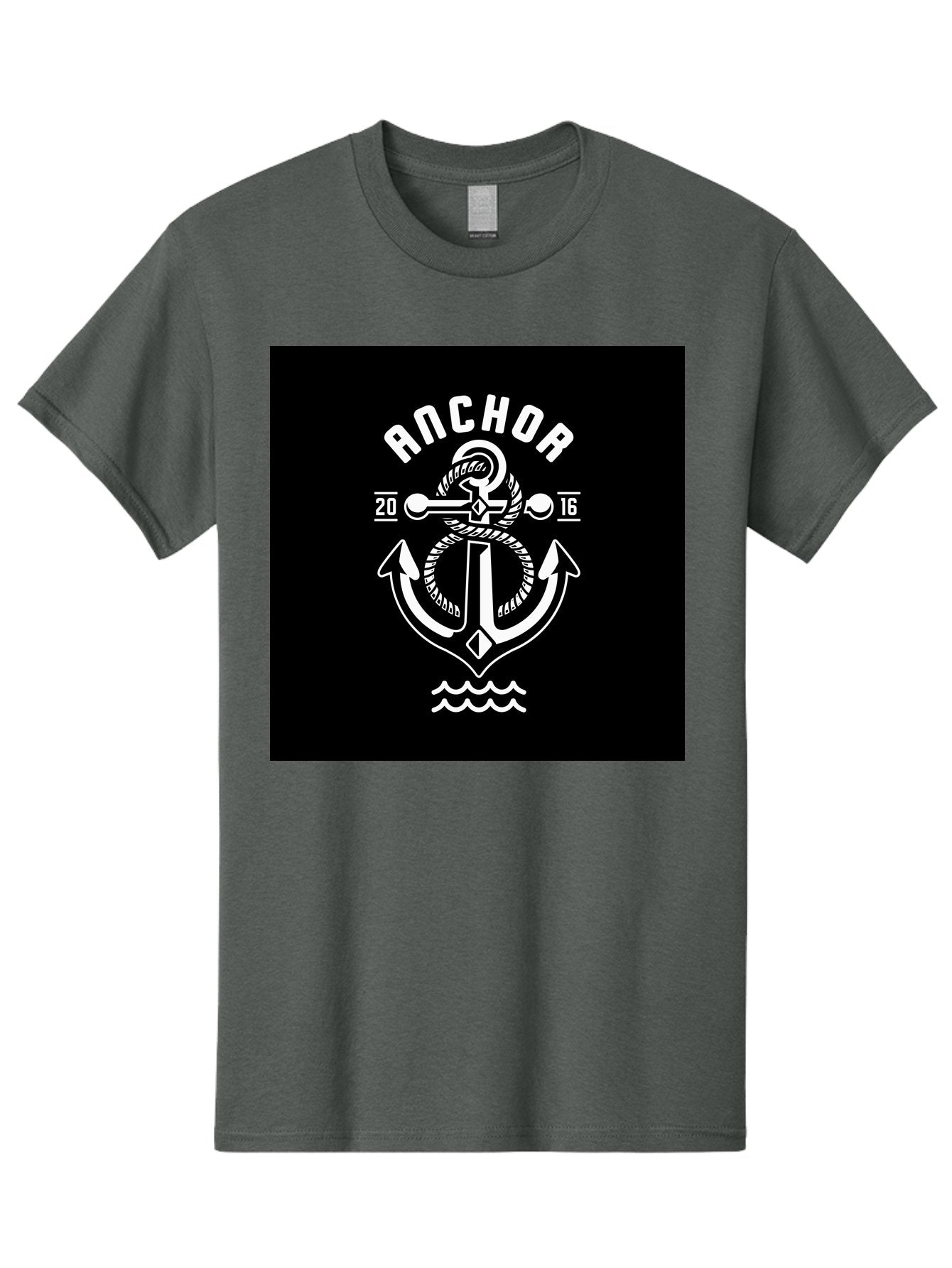 Anchor-2016 Men'S Graphic Tee, 100% Cotton, Comfortable Casual Summer Wear, Machine Washable, Anchor Logo, Nautical Design, Vintage Style, Maritime Symbol, Rope Detail, Anchor Emblem, Sailing Theme, Retro Aesthetic, Sea Waves Aab461 15