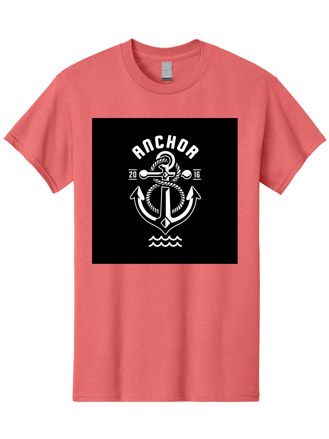Anchor-2016 Men'S Graphic Tee, 100% Cotton, Comfortable Casual Summer Wear, Machine Washable, Anchor Logo, Nautical Design, Vintage Style, Maritime Symbol, Rope Detail, Anchor Emblem, Sailing Theme, Retro Aesthetic, Sea Waves Aab461 7