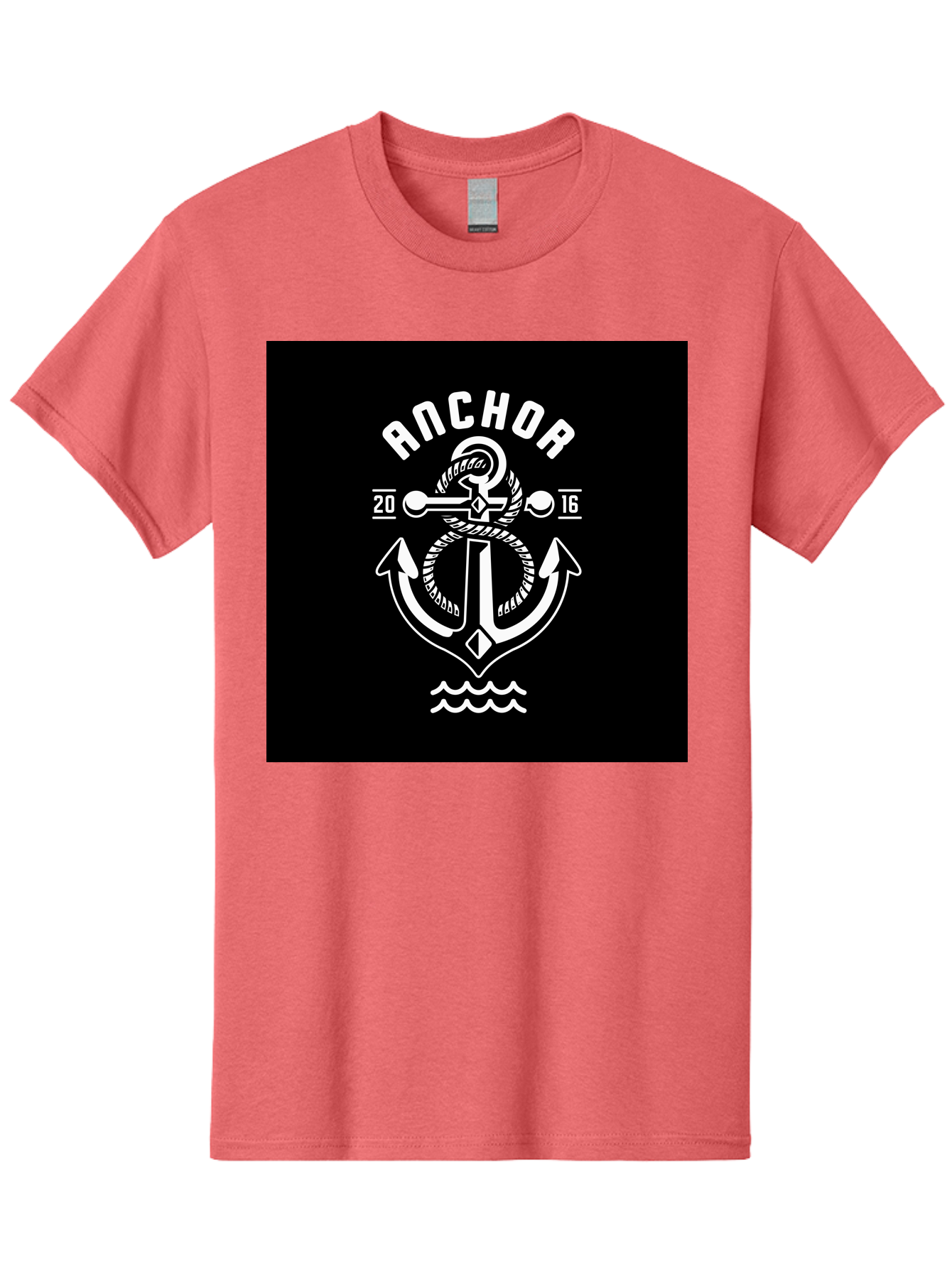 Anchor-2016 Men'S Graphic Tee, 100% Cotton, Comfortable Casual Summer Wear, Machine Washable, Anchor Logo, Nautical Design, Vintage Style, Maritime Symbol, Rope Detail, Anchor Emblem, Sailing Theme, Retro Aesthetic, Sea Waves Aab461 25
