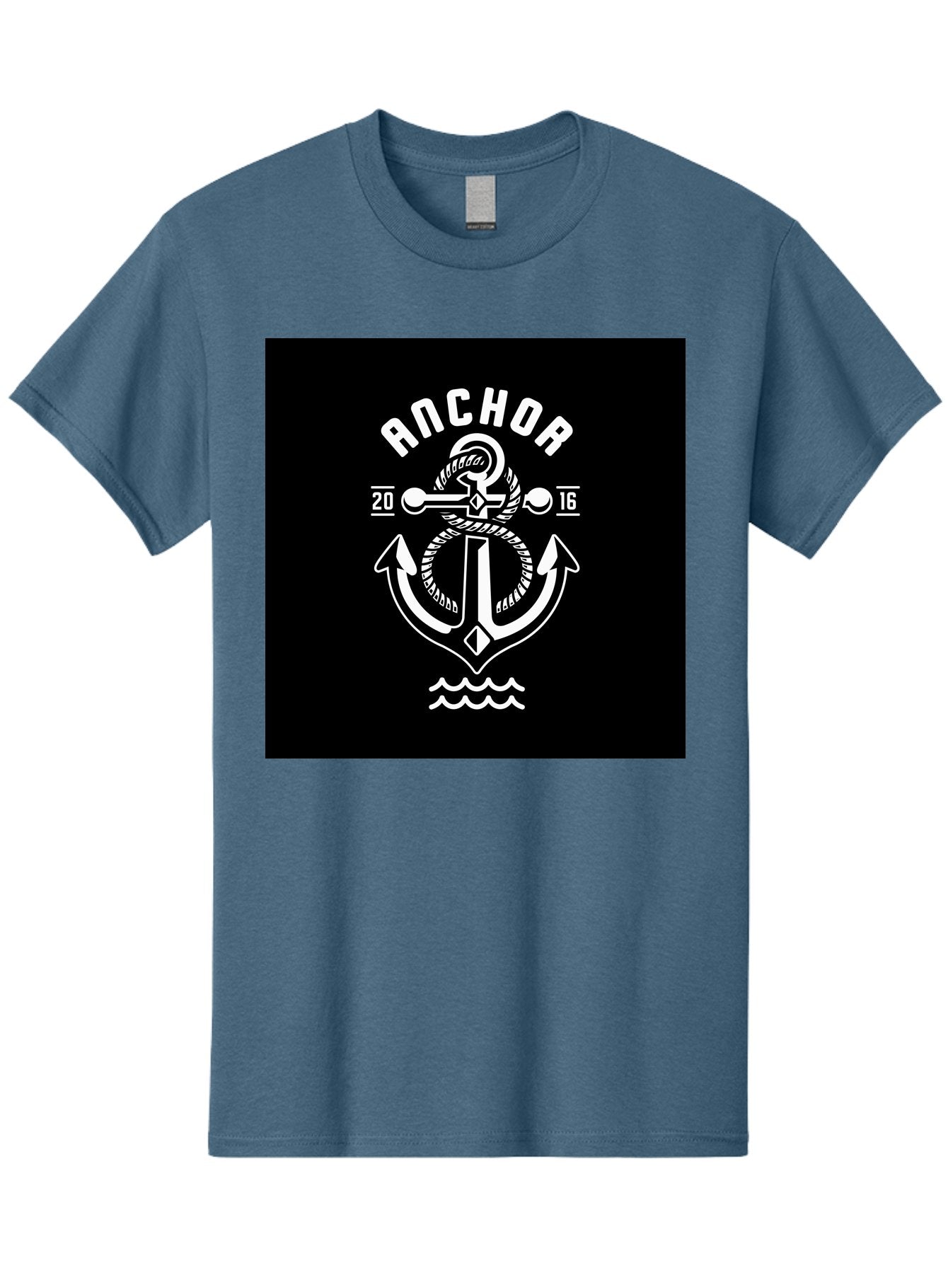 Anchor-2016 Men'S Graphic Tee, 100% Cotton, Comfortable Casual Summer Wear, Machine Washable, Anchor Logo, Nautical Design, Vintage Style, Maritime Symbol, Rope Detail, Anchor Emblem, Sailing Theme, Retro Aesthetic, Sea Waves Aab461 13